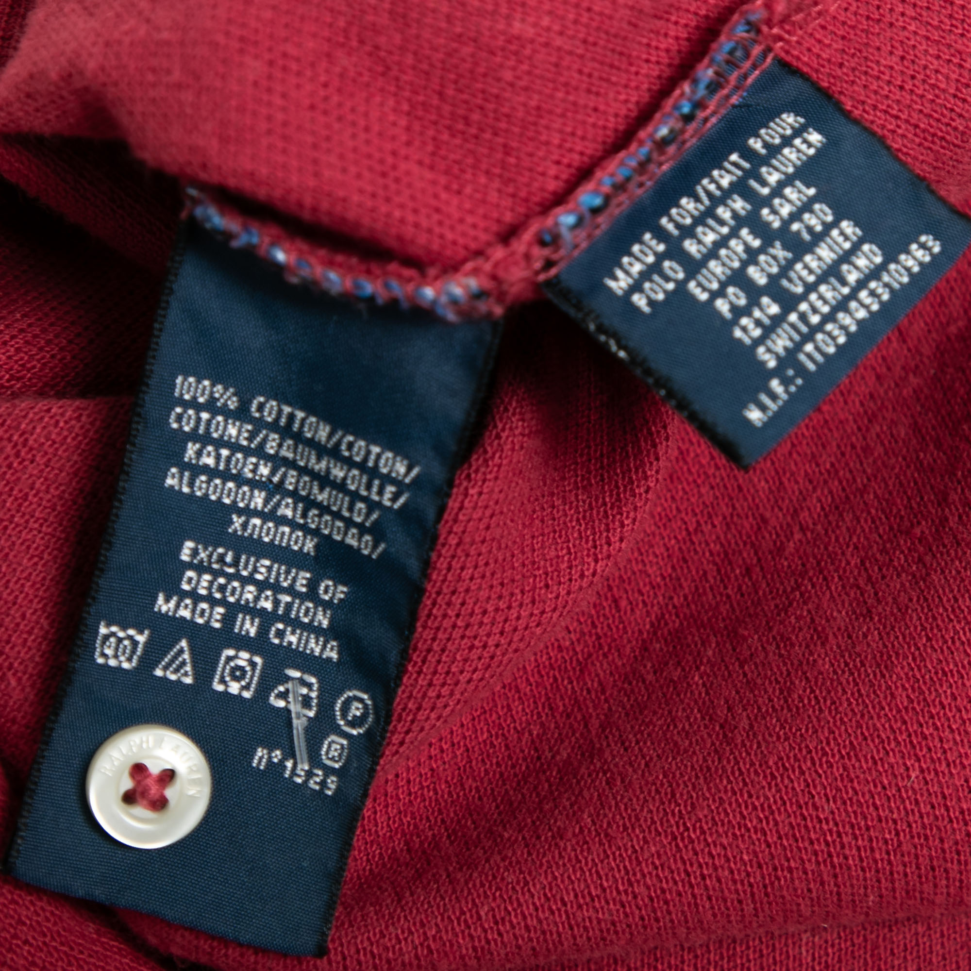 Ralph Lauren Red Cotton Pique Skinny Polo T-Shirt S