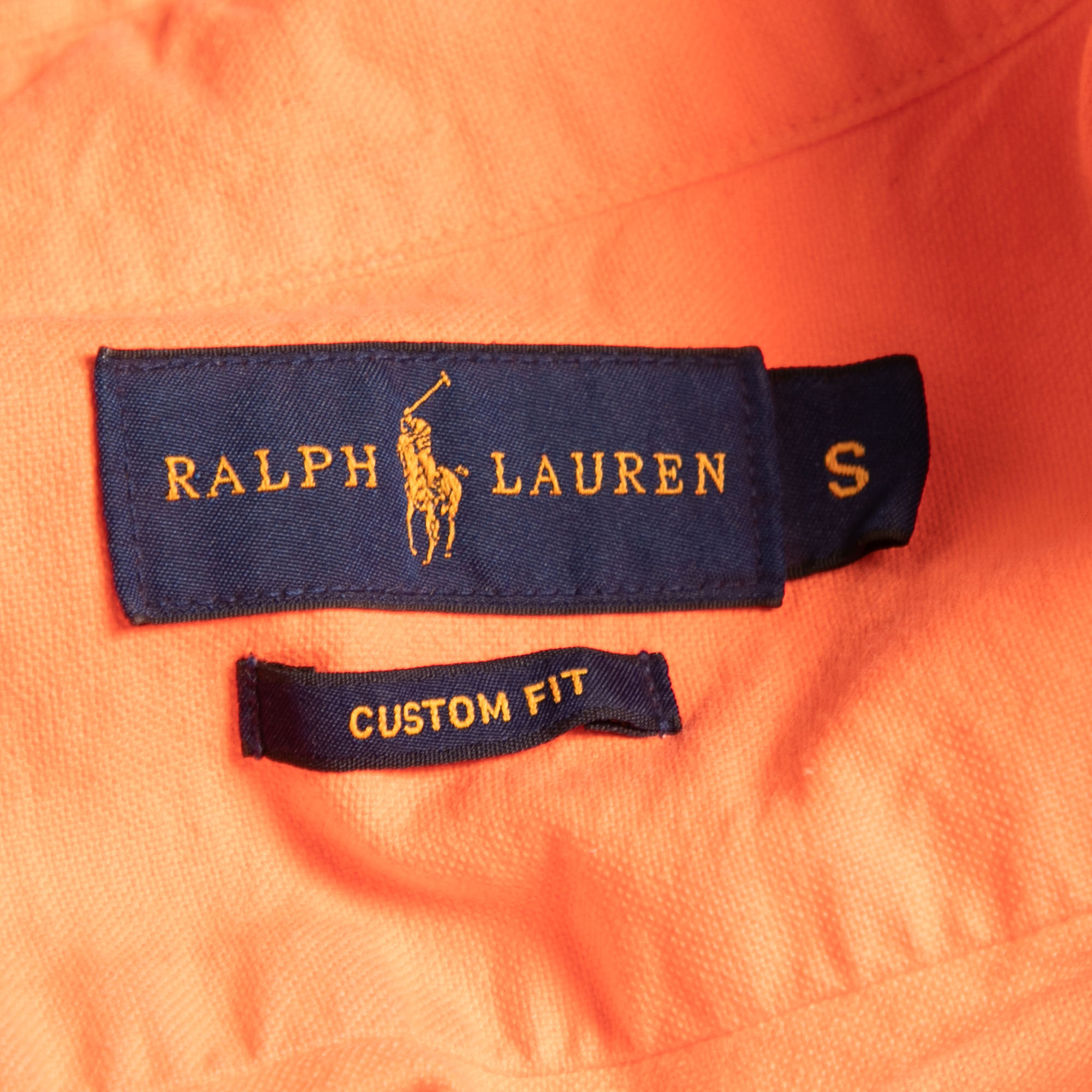 Ralph Lauren Neon Orange Cotton Button Front Custom Fit Shirt S