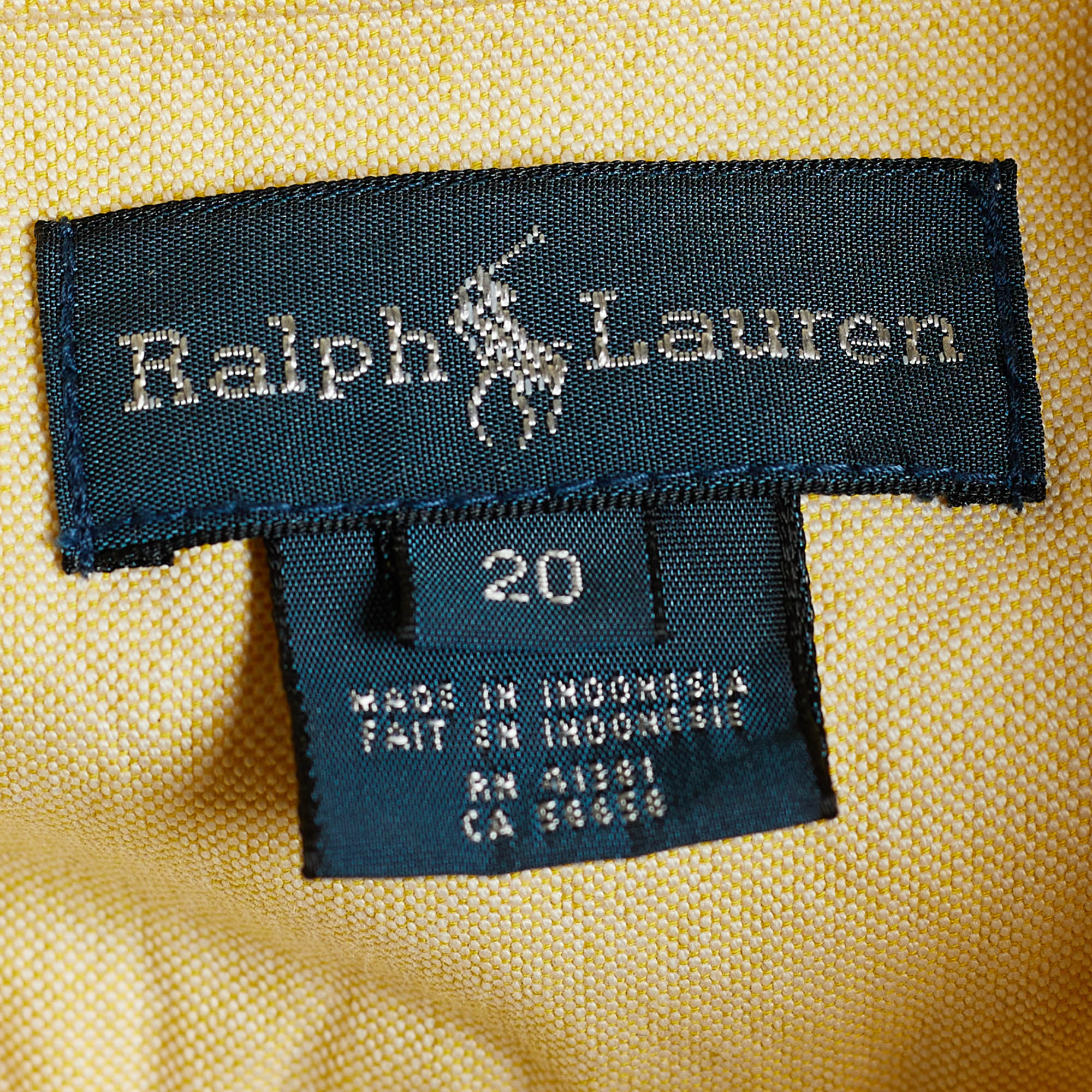 Ralph Lauren Yellow Cotton Button Front Shirt XXXL