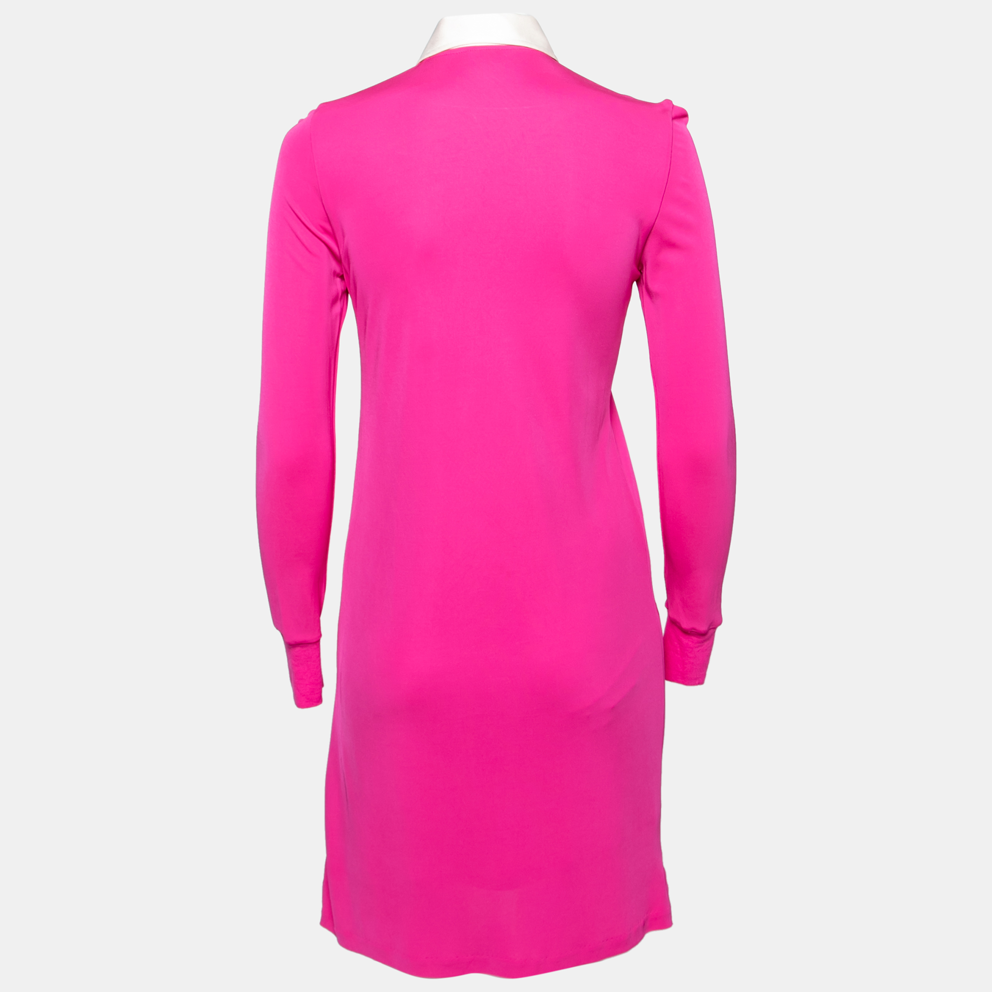 Ralph Lauren Pink Jersey Embroidered Long Sleeve Dress S