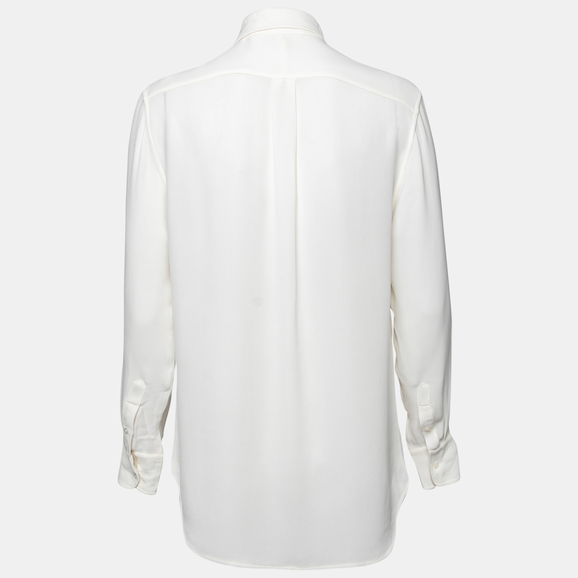 

Ralph Lauren White Crepe Button Front Shirt