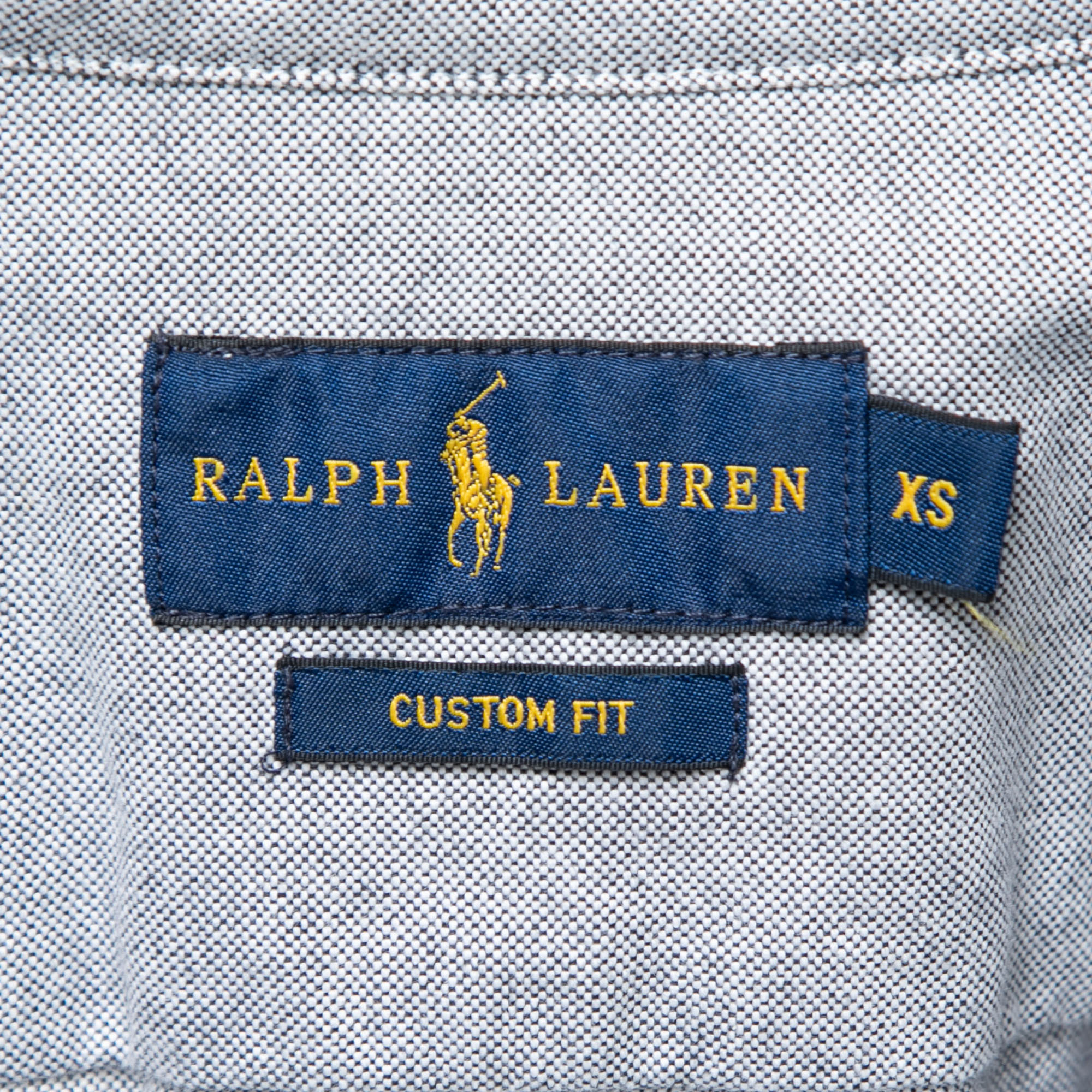 Ralph Lauren Grey Cotton Knit Oxford Button Down Shirt XS