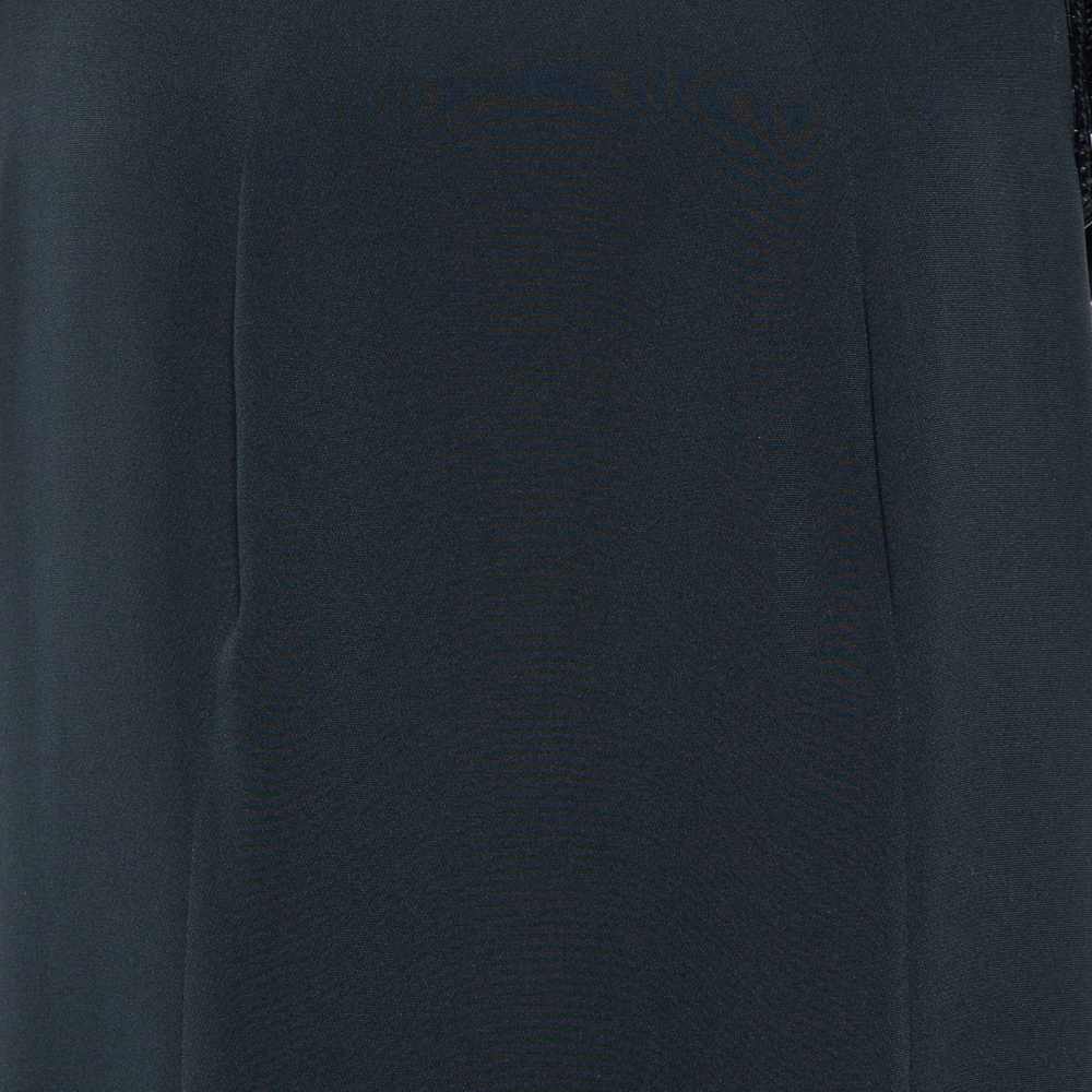 Ralph Lauren Black Crepe Embellished Cap Sleeve Shift Dress XL