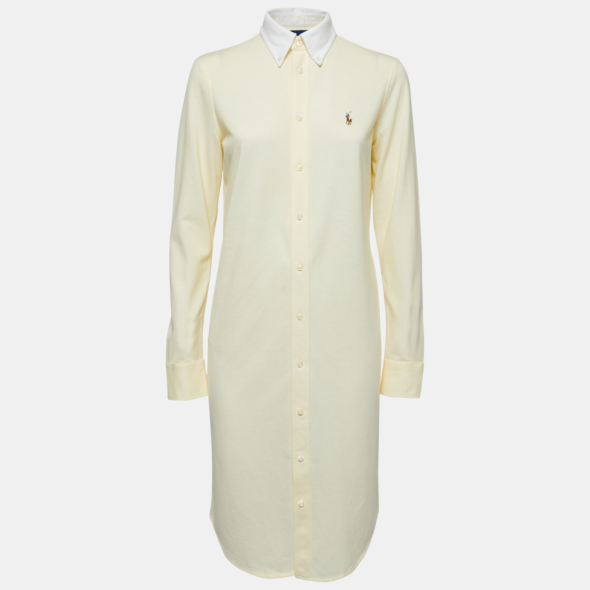 Ralph Lauren Yellow Knit Oxford Polo Shirt Dress S