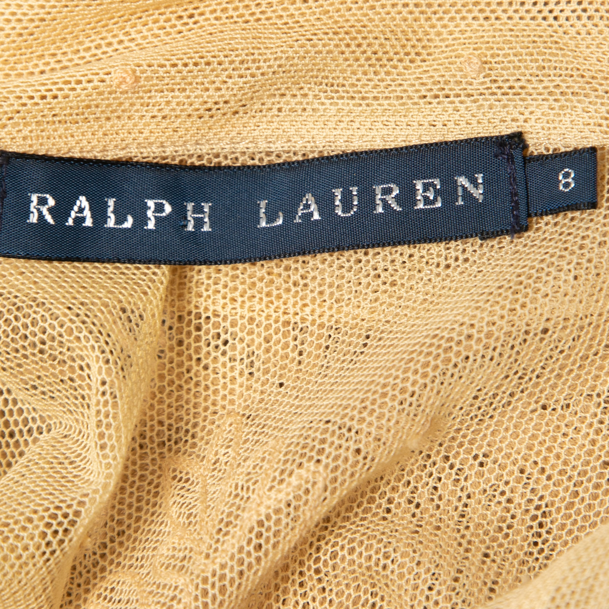 Ralph Lauren Cream Embroidered Lace Button Front Sheer Shirt M