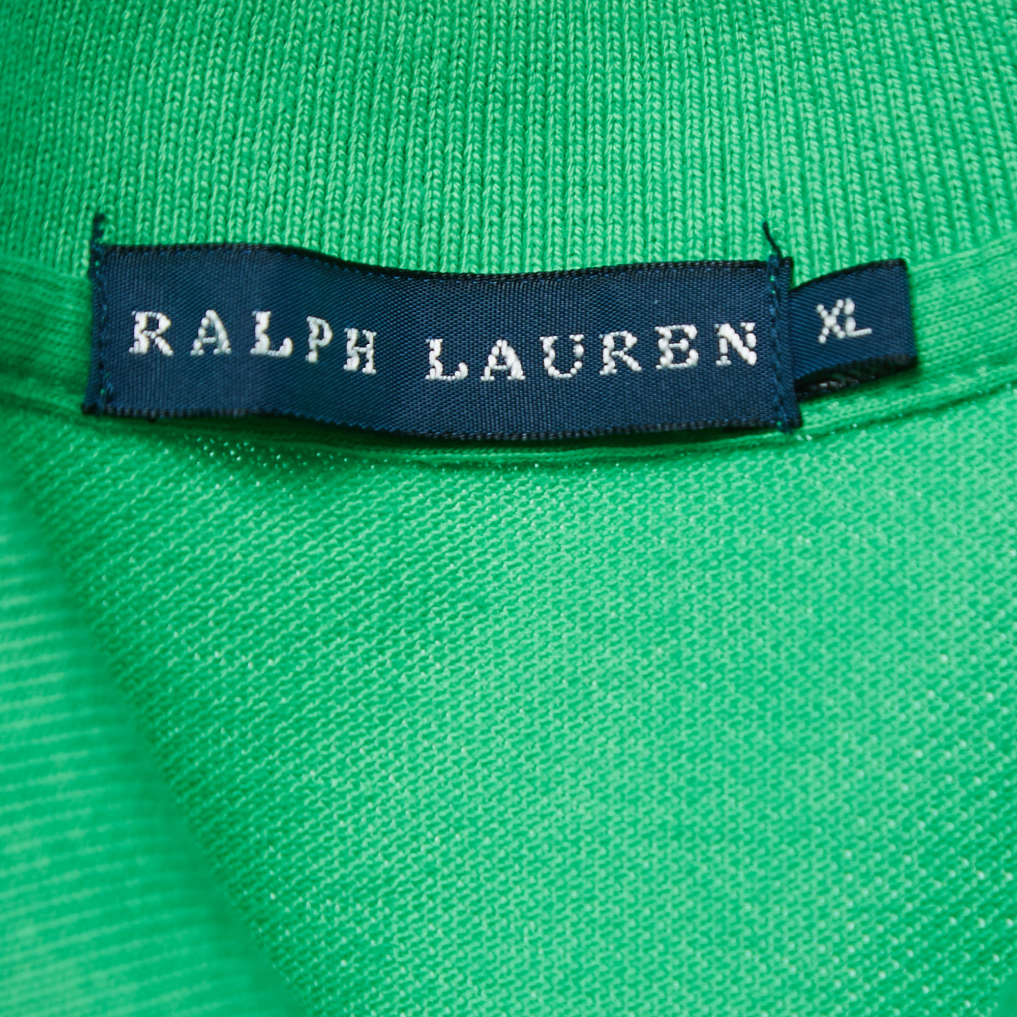 Ralph Lauren Green Cotton Crystal Logo Embellished Polo T-Shirt XL