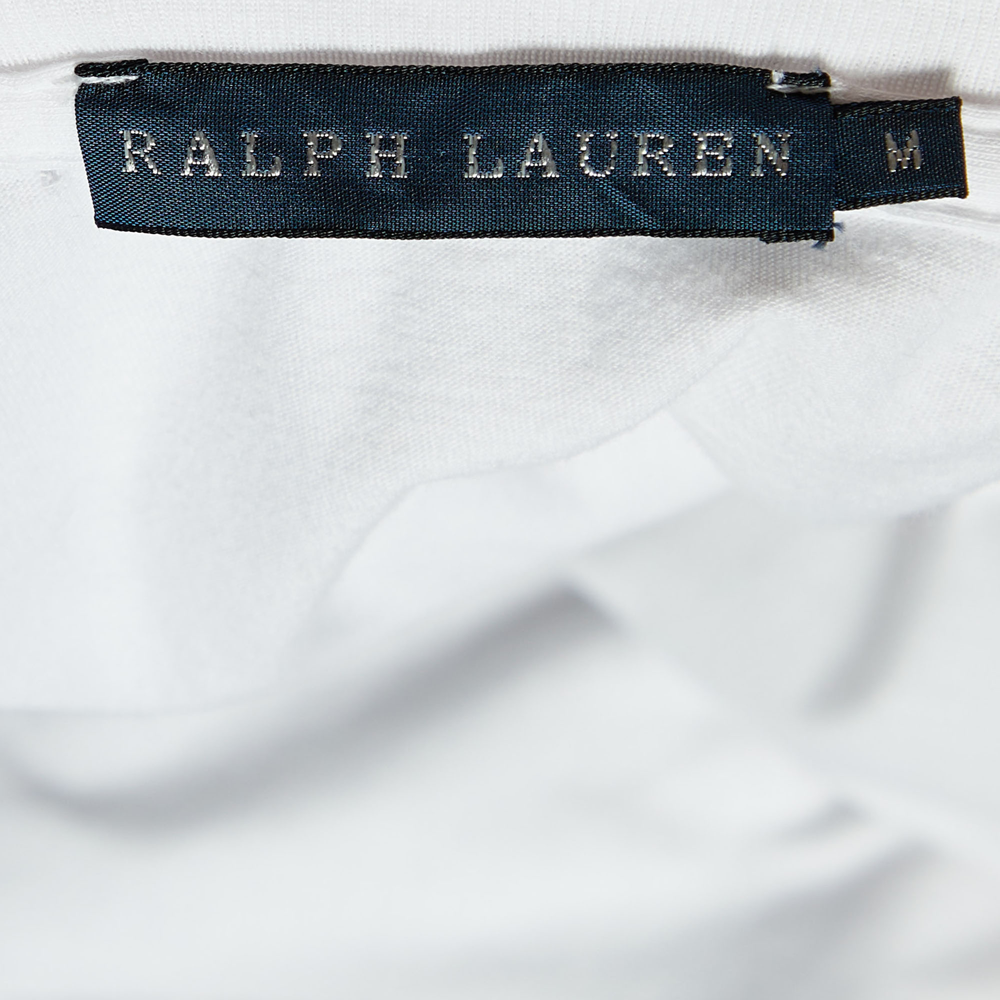 Ralph Lauren White Embroidered Cotton Knit Roundneck T-Shirt M