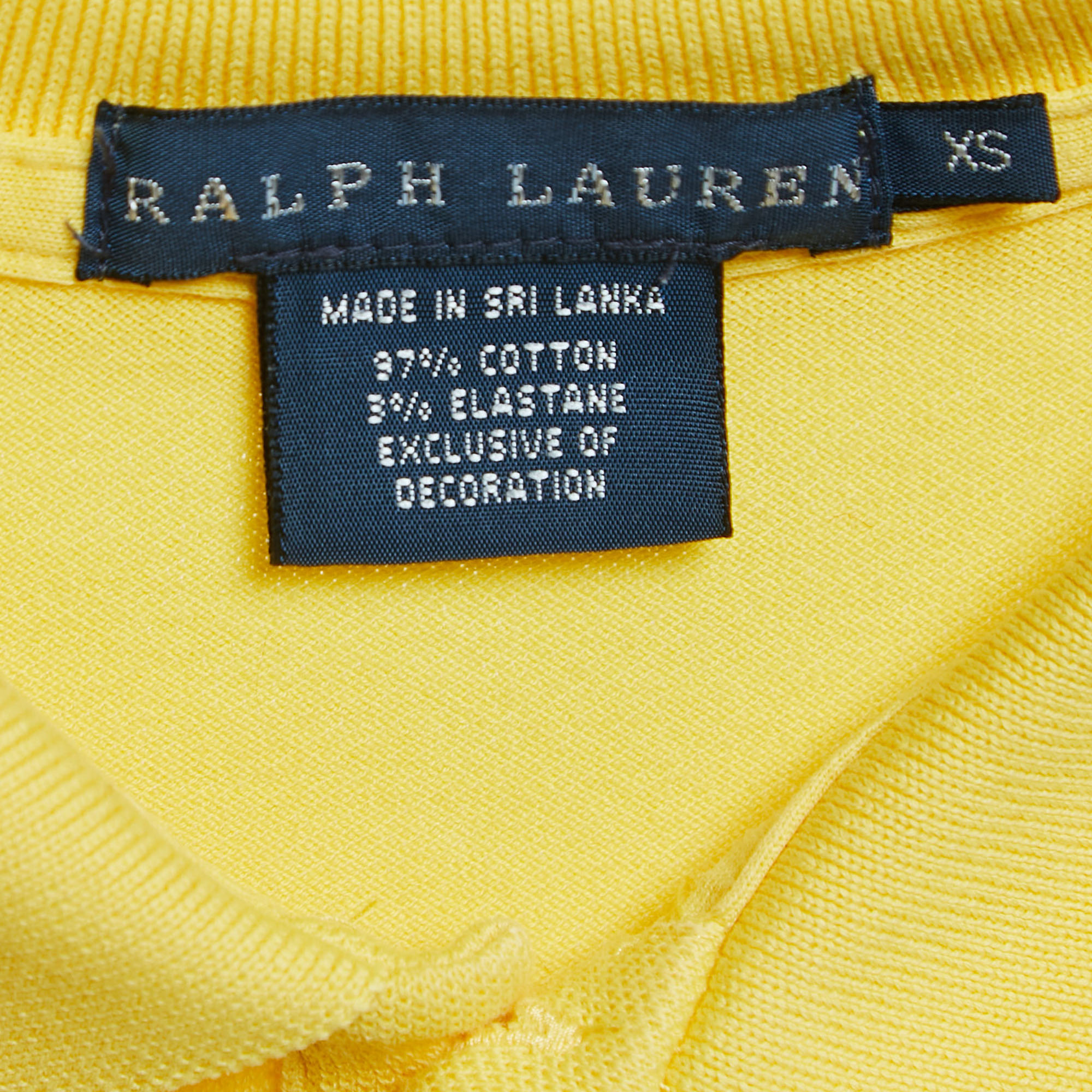 Ralph Lauren Yellow Logo Embroidered Cotton Short Sleeve Polo T-Shirt XS