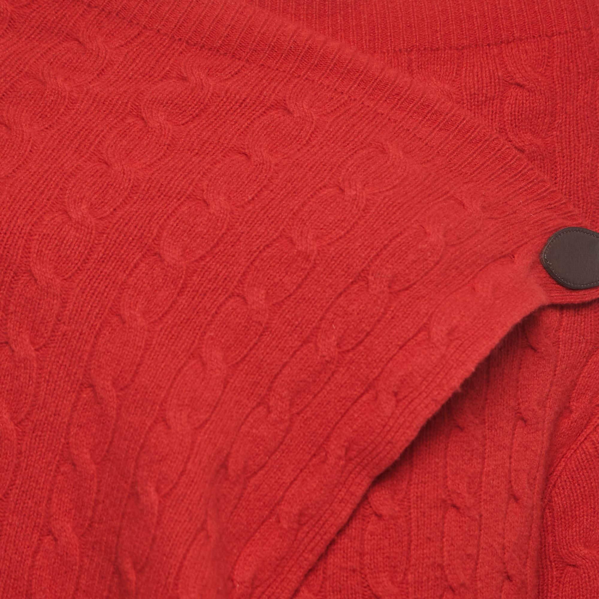 Ralph Luaren Red Patterned Wool Blend Cowl Neck Sweater M