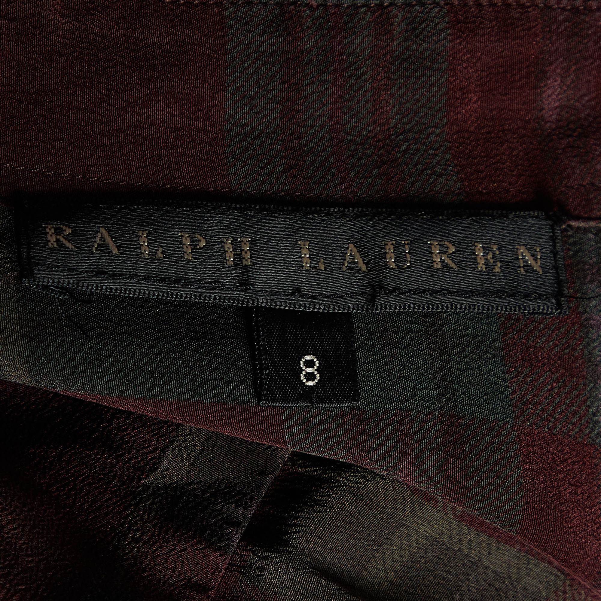 Ralph Lauren Burgundy Plaided Silk Button Front Shirt M