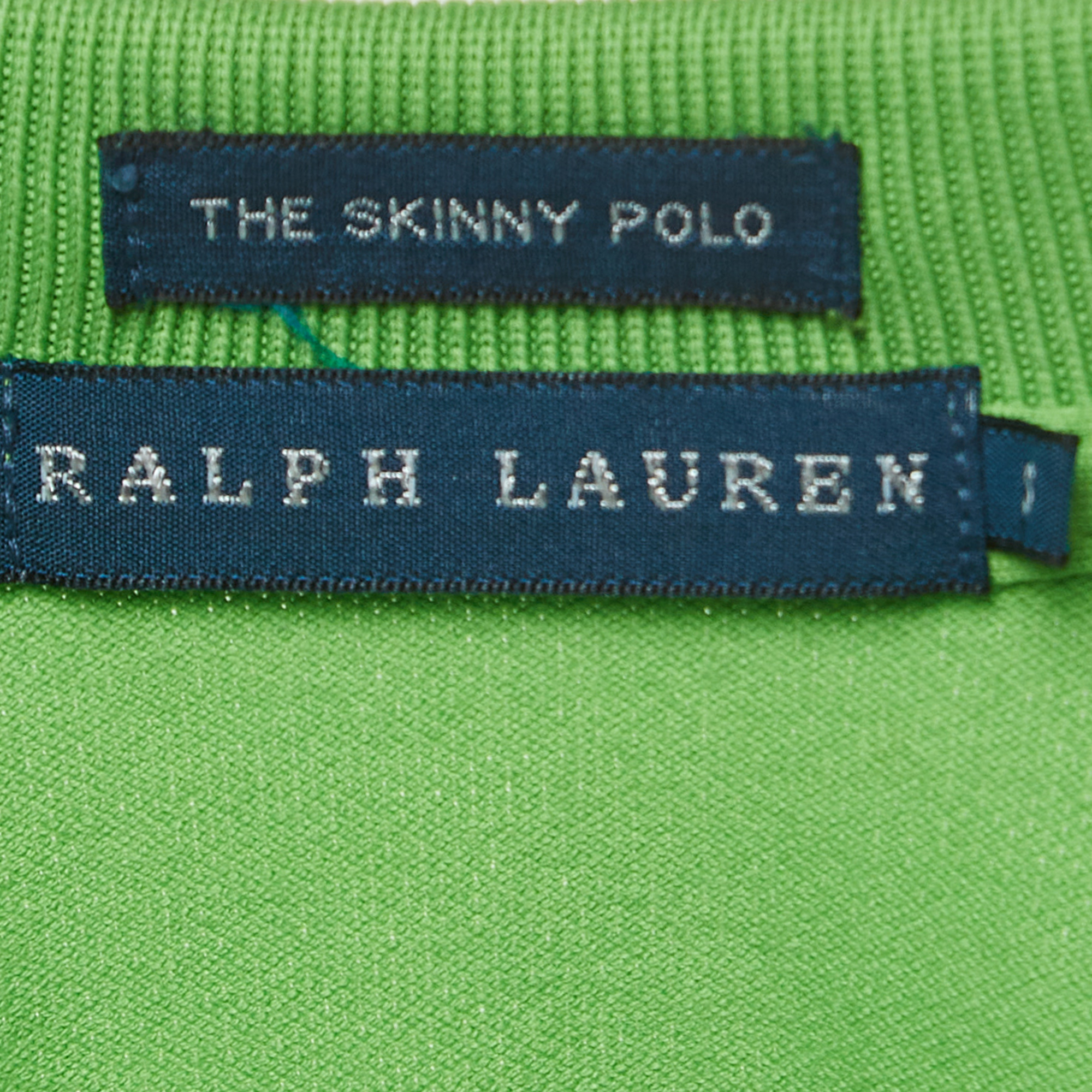 Ralph Lauren Green Logo Embroidered Cotton The Skinny Polo S