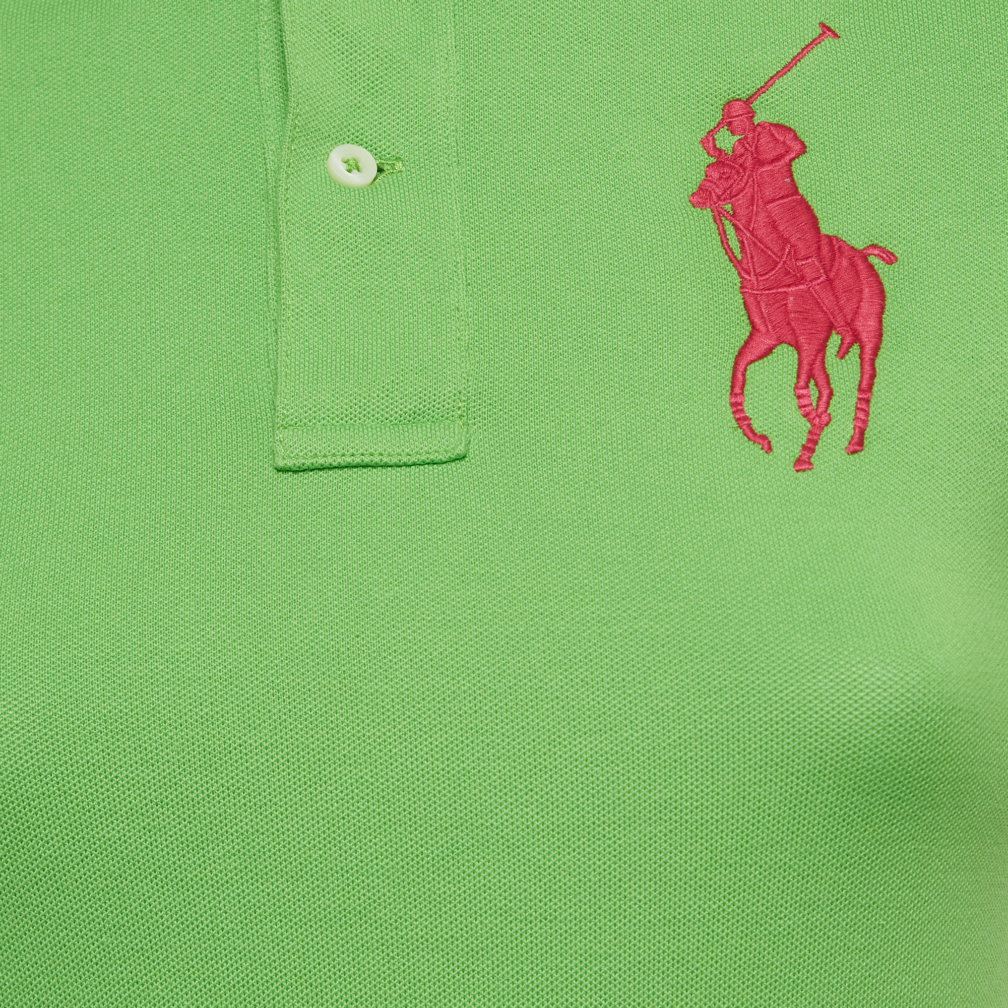Ralph Lauren Green Logo Embroidered Cotton The Skinny Polo S