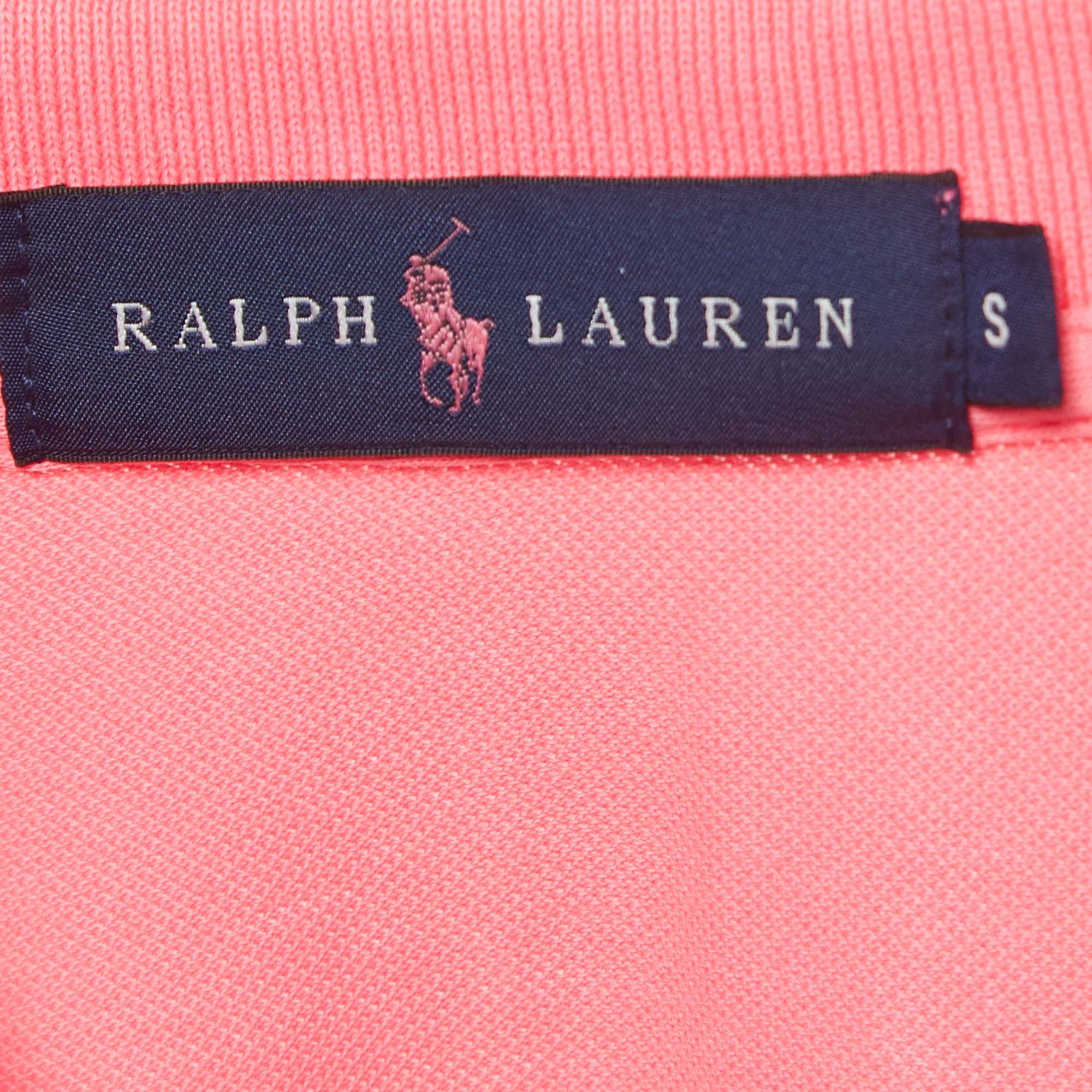 Ralph Lauren Fluo Pink Logo Embroidered Cotton Polo T-Shirt S