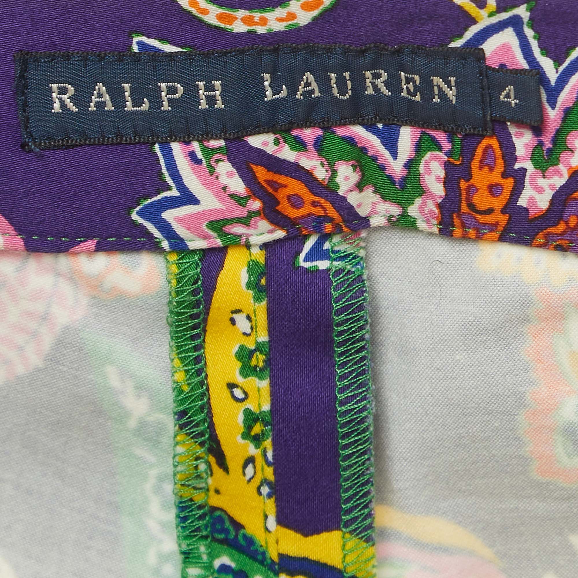 Ralph Lauren Green/Multicolor Paisley Printed Stretch Cotton Pants S