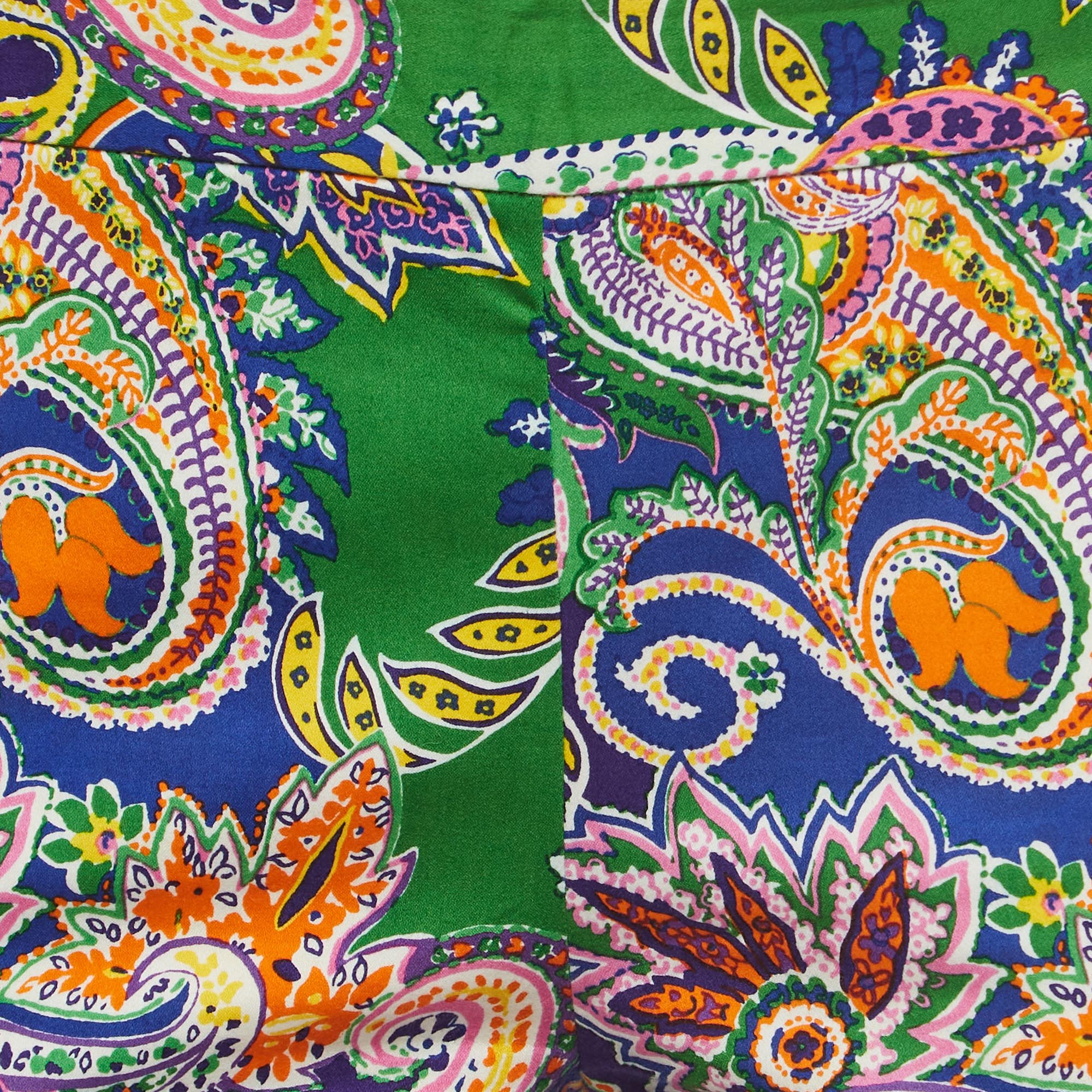 Ralph Lauren Green/Multicolor Paisley Printed Stretch Cotton Pants S
