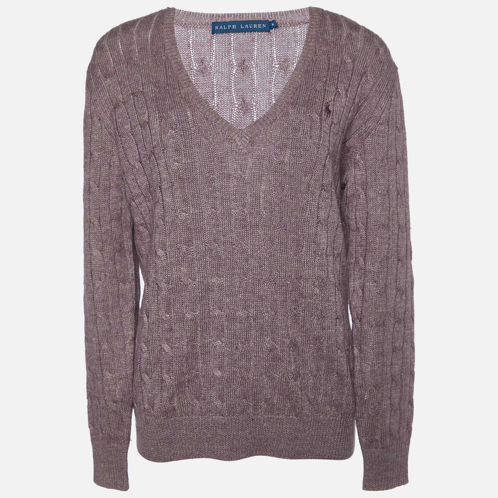 

Ralph Lauren Purple Linen & Alpaca Knit V-Neck Sweater