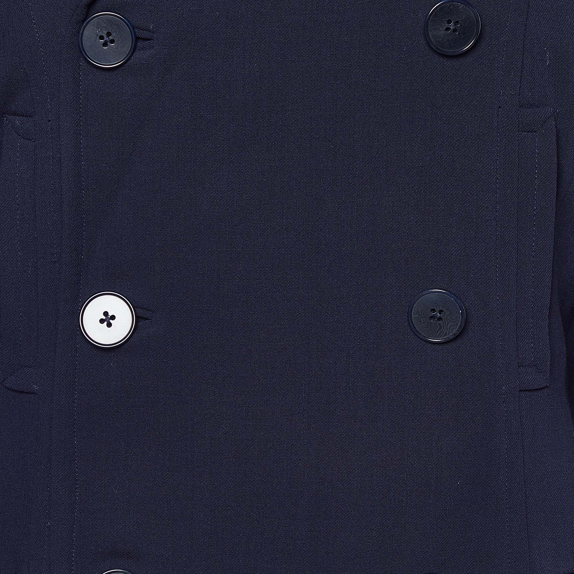 Ralph Lauren Navy Blue Wool Double Breasted Coat L