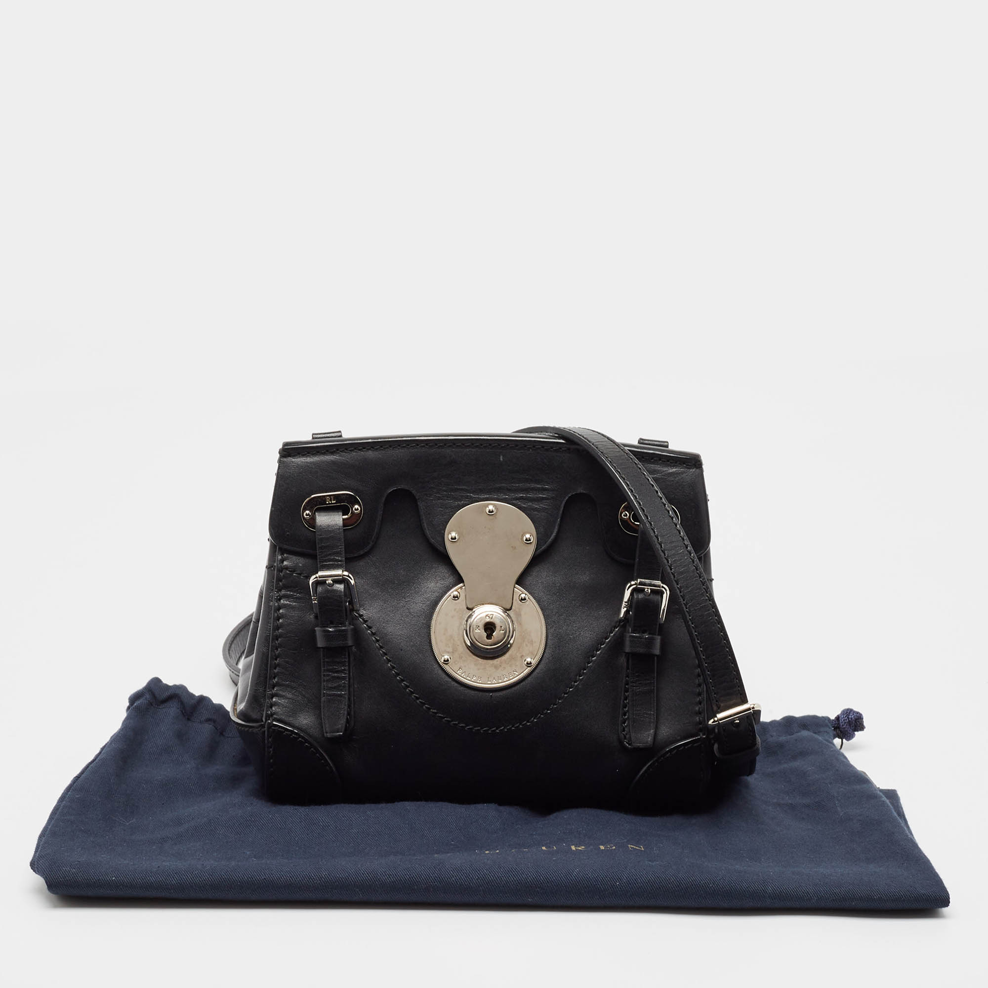 Ralph Lauren Black Leather Mini Ricky Crossbody Bag