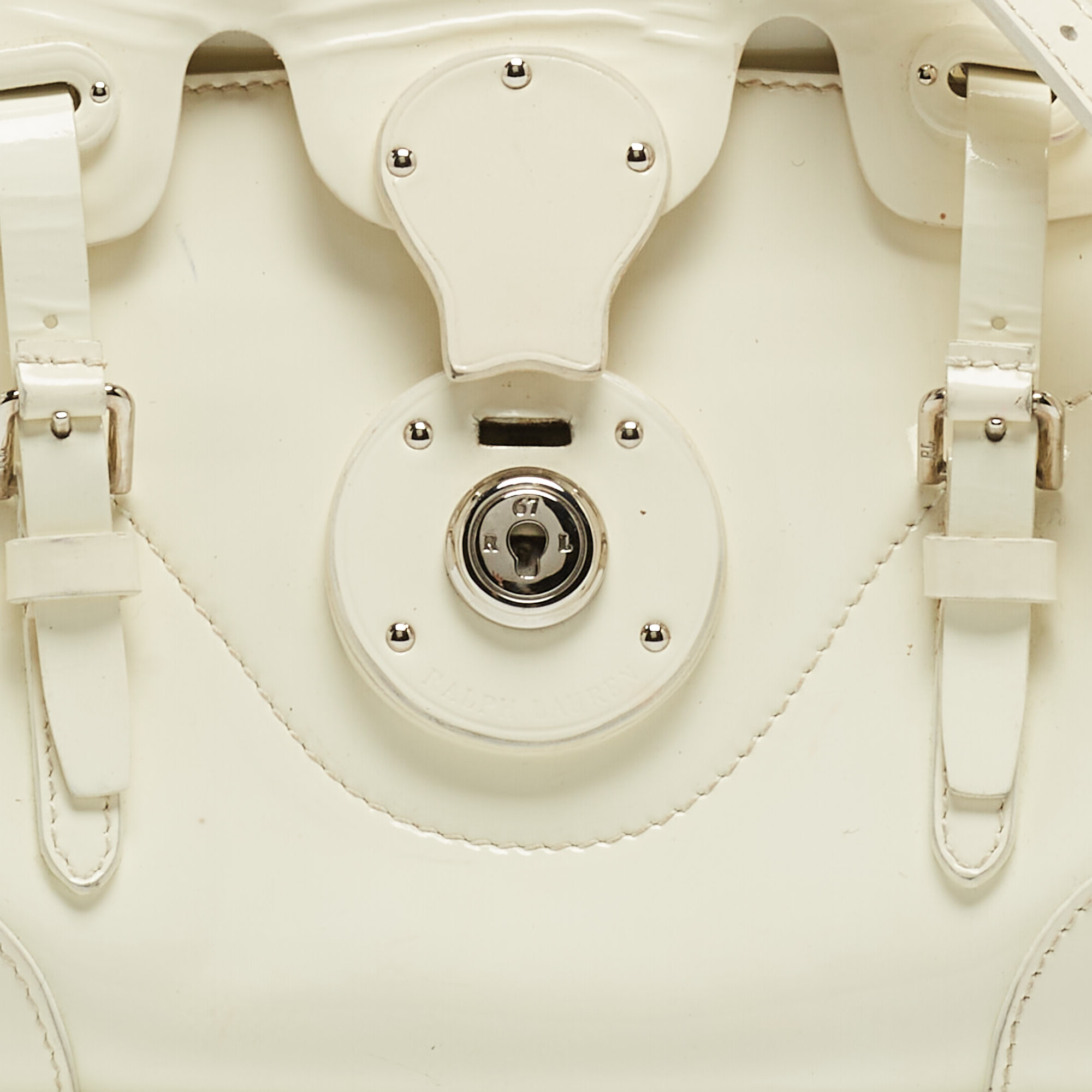 Ralph Lauren White Patent Leather Ricky 18 Crossbody Bag
