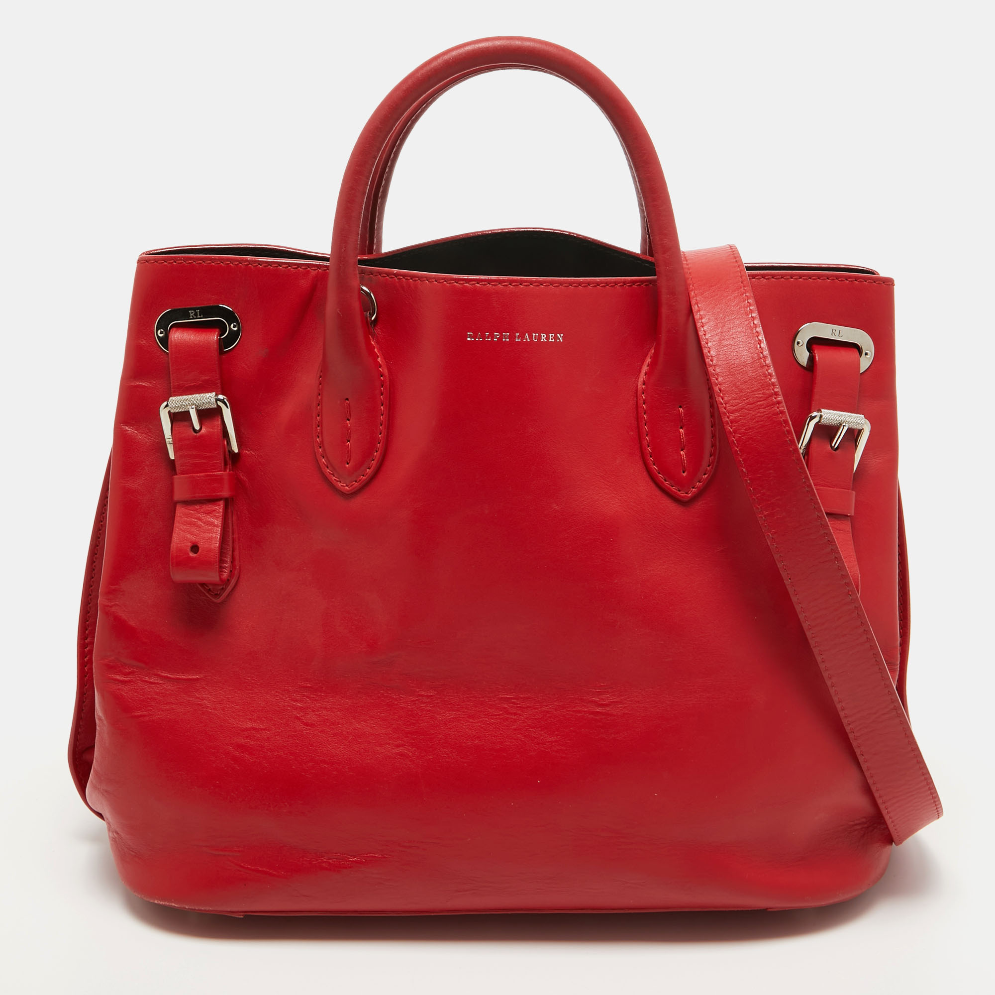 Ralph lauren red leather tote