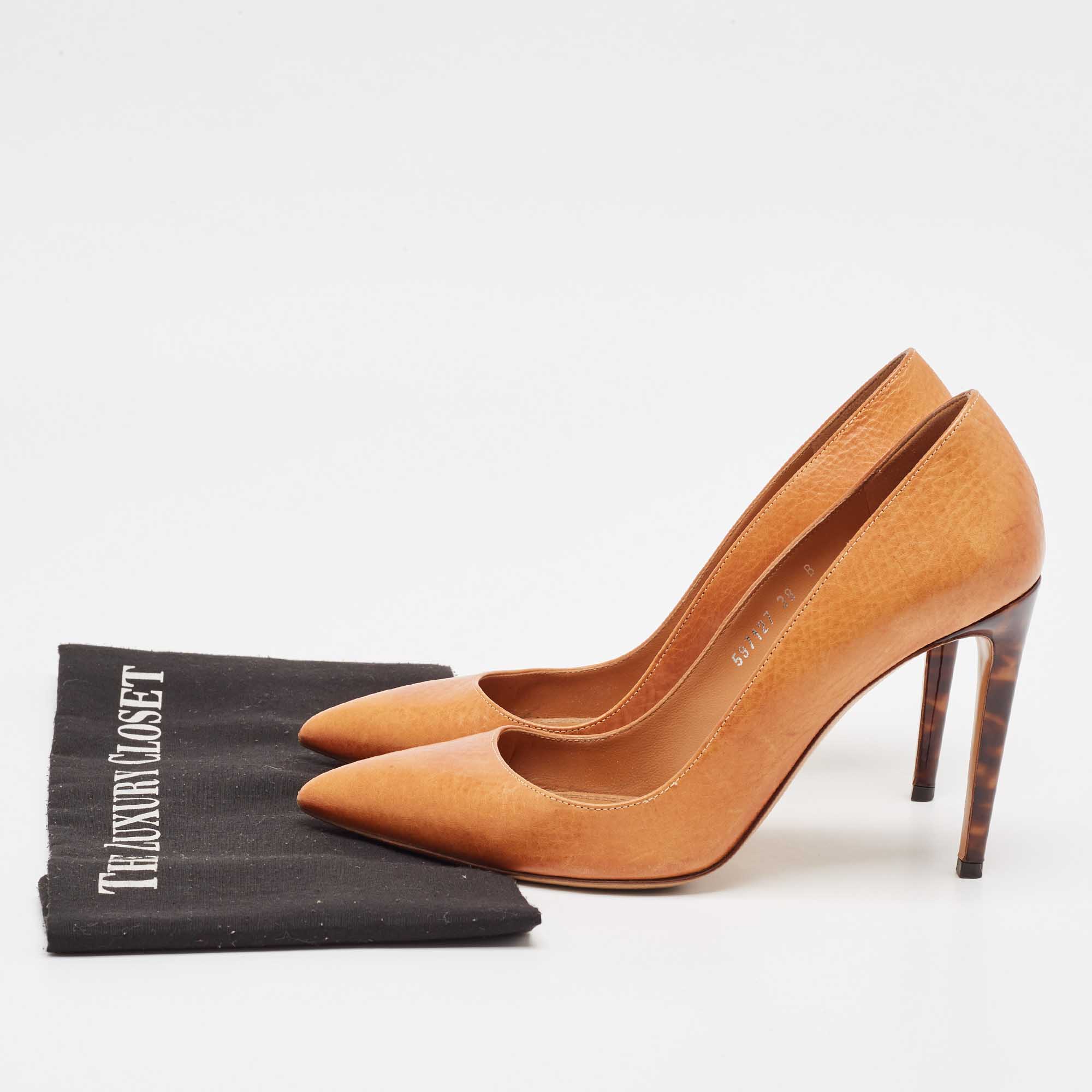 Ralph Lauren Orange Leather Pointed Toe Pumps Size 38