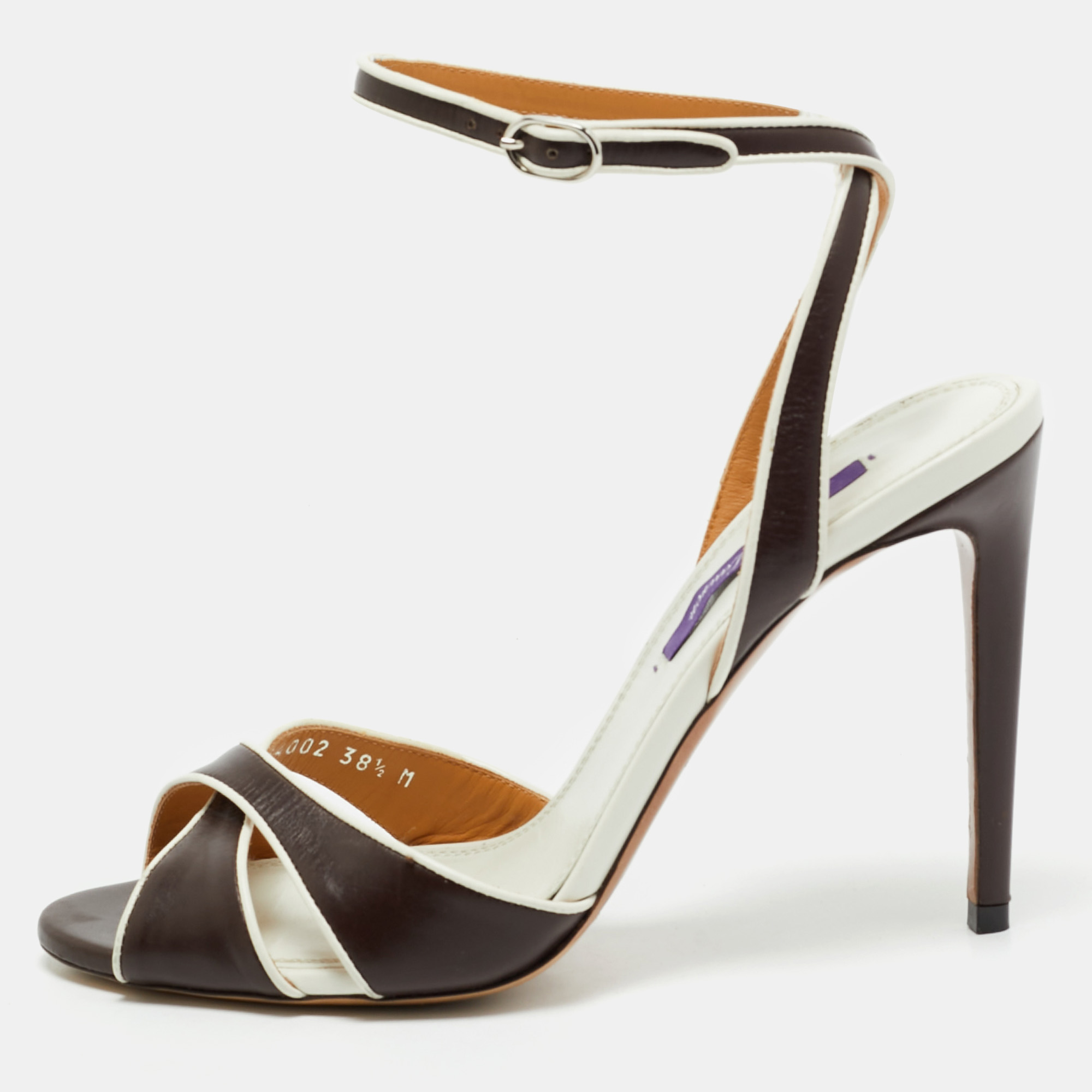 Ralph Lauren Brown/White Leather Amabella Crisscross Ankle Strap Sandals Size
Ralph Lauren Brown/White Leather Amabella Crisscross Ankle Strap Sandals Size