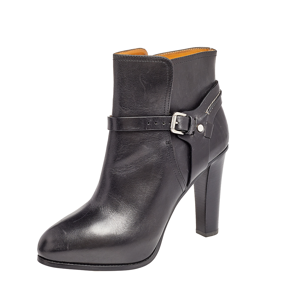 Ralph Lauren Black Leather Ankle Length Boots Size 39