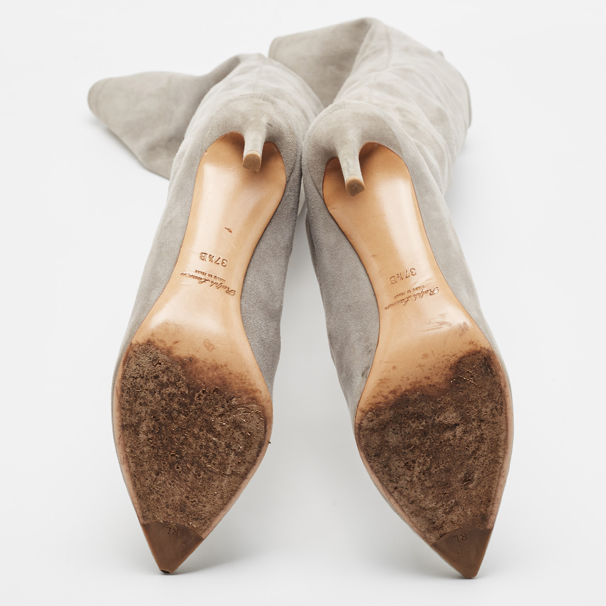 Ralph Lauren Grey Suede Knee Length Boots Size 37.5
