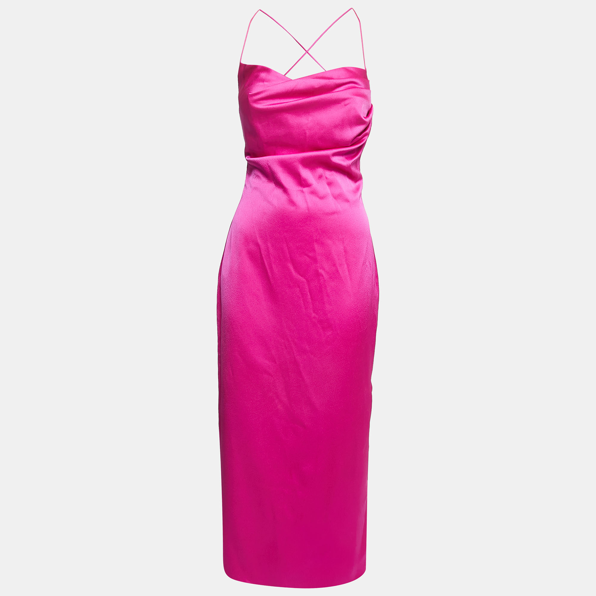 Rasario pink crepe cowl neck strappy maxi dress s