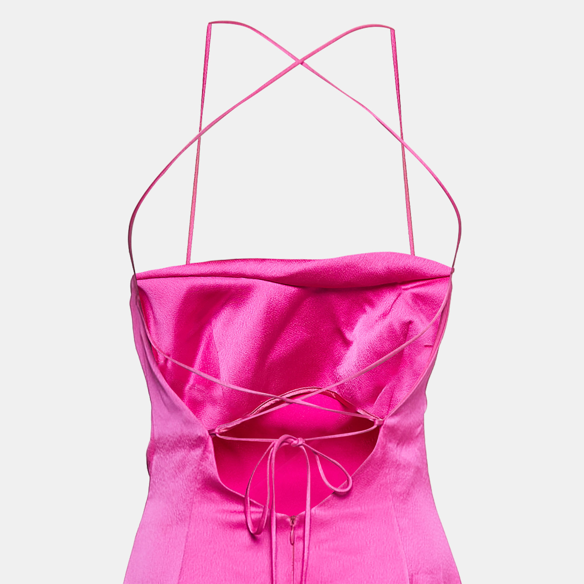 Rasario Pink Crepe Cowl Neck Strappy Maxi Dress S