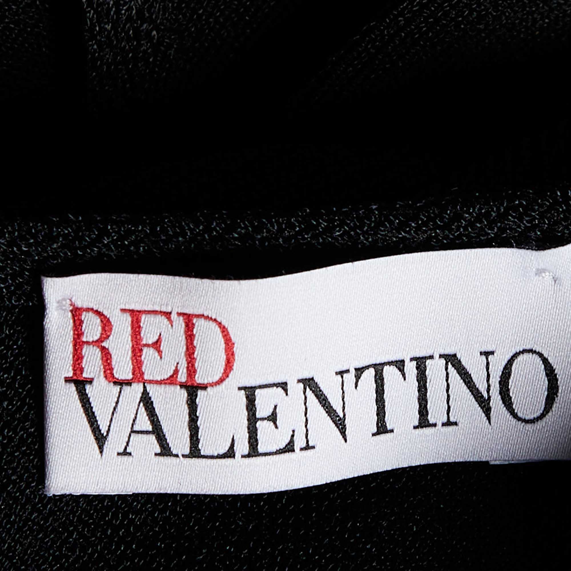 RED Valentino Black Embroidered Knit Mini Dress S