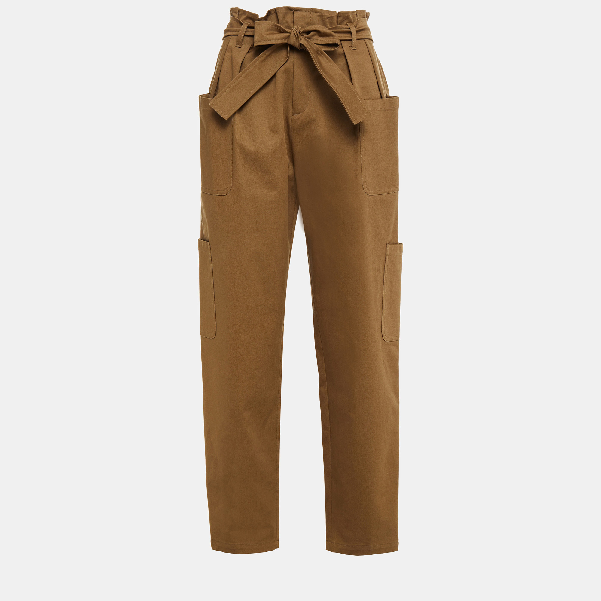 Red valentino brown cotton tapered pants l (it 44)