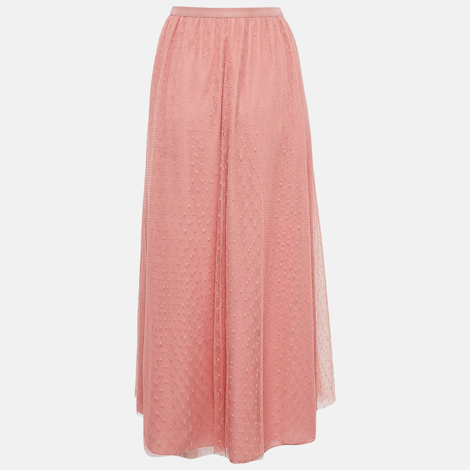 RED Valentino Pink Dot Pattern Tulle Midi Skirt S