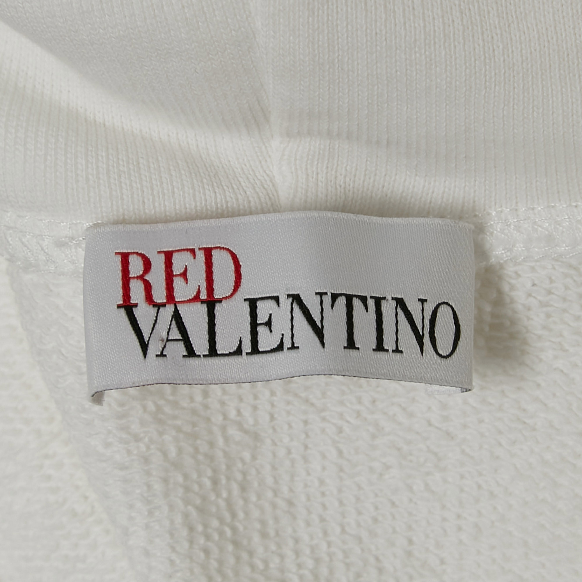 RED Valentino White Tulle And Cotton Knit Half Sleeve Hoodie XS