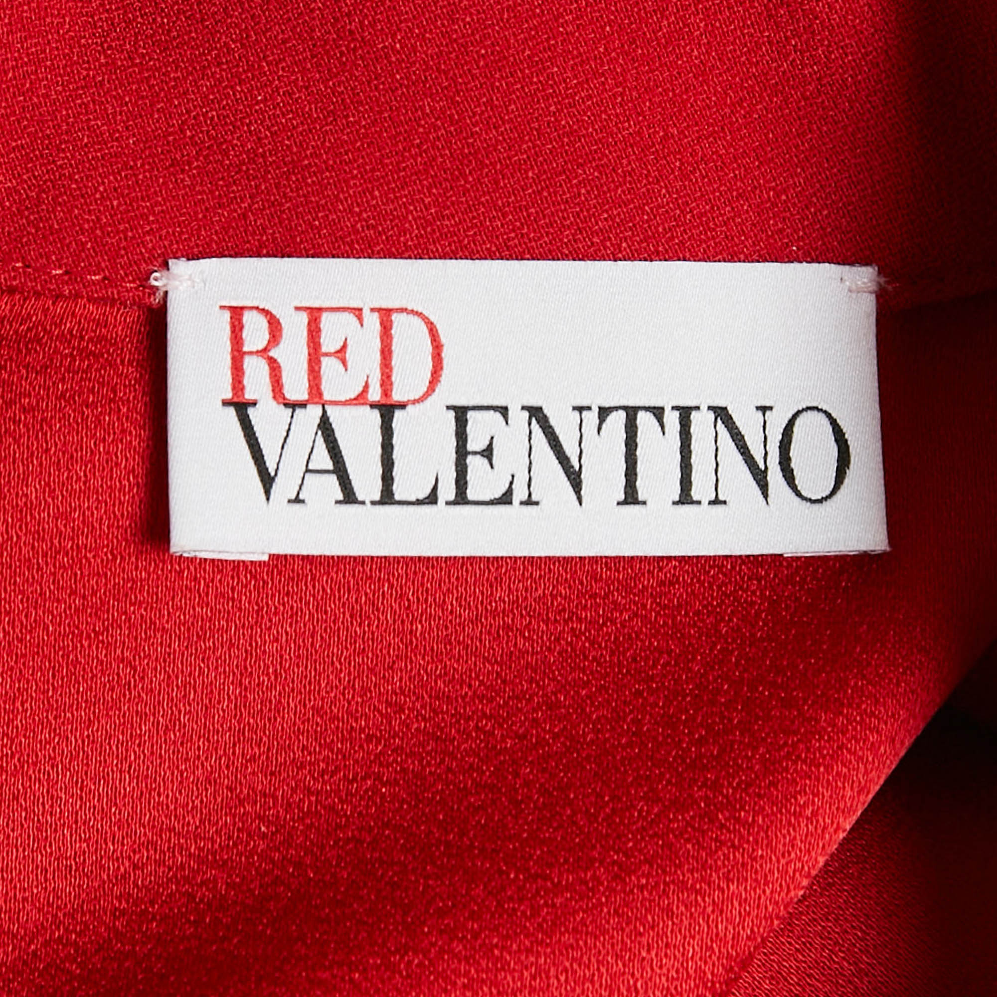 RED Valentino Red Sateen Peter Pan Bow Collar Mini Dress S