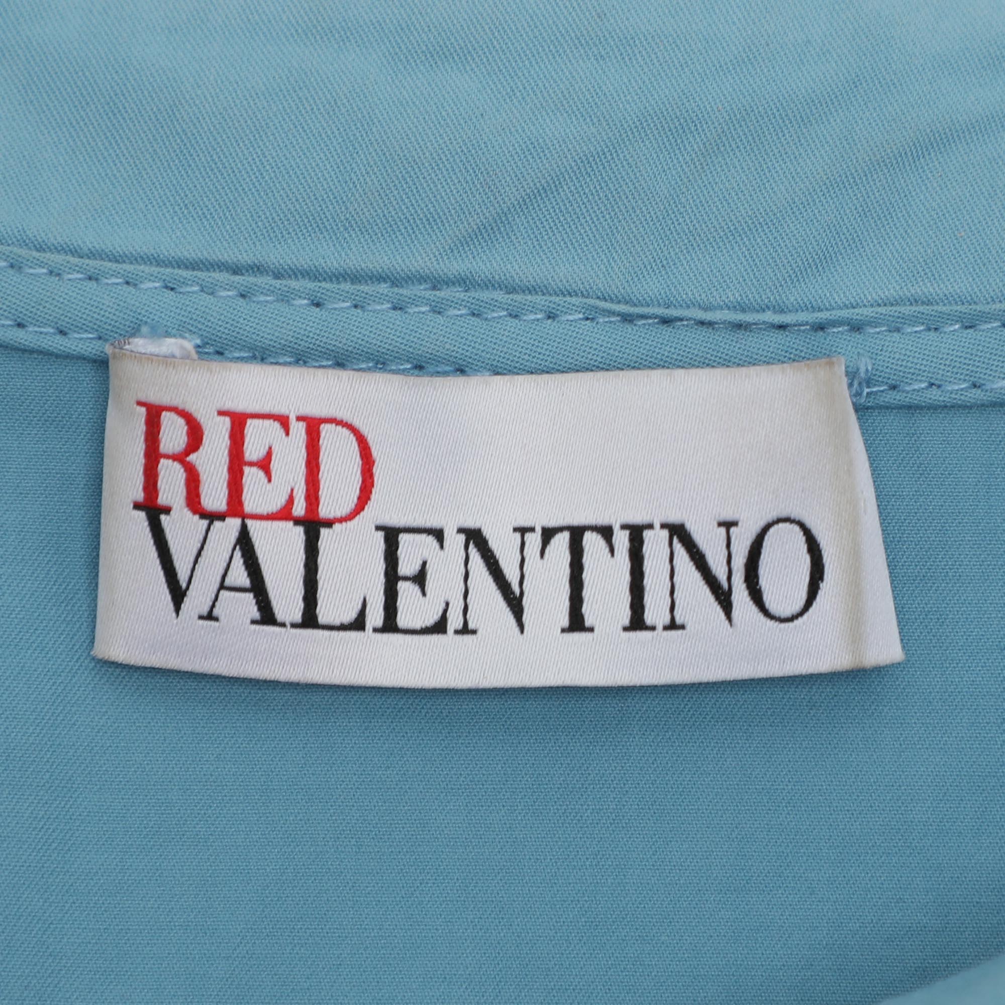 RED Valentino Light Blue Cotton Embroidered Blouse M