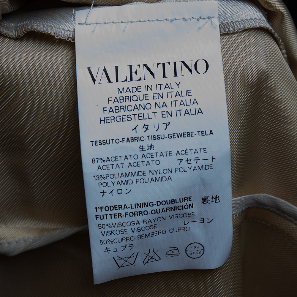RED Valentino Cream Textured Ruffled Hem Collared Jacket M