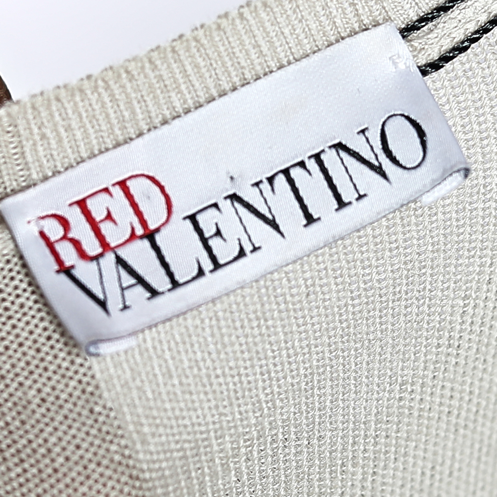 RED Valentino Beige Wool Lace Trim Ruffled Mini Dress M