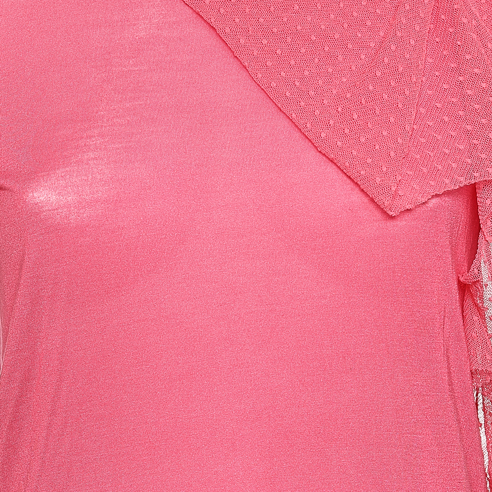 RED Valentino Pink Modal Knit Bow Detail T-shirt L