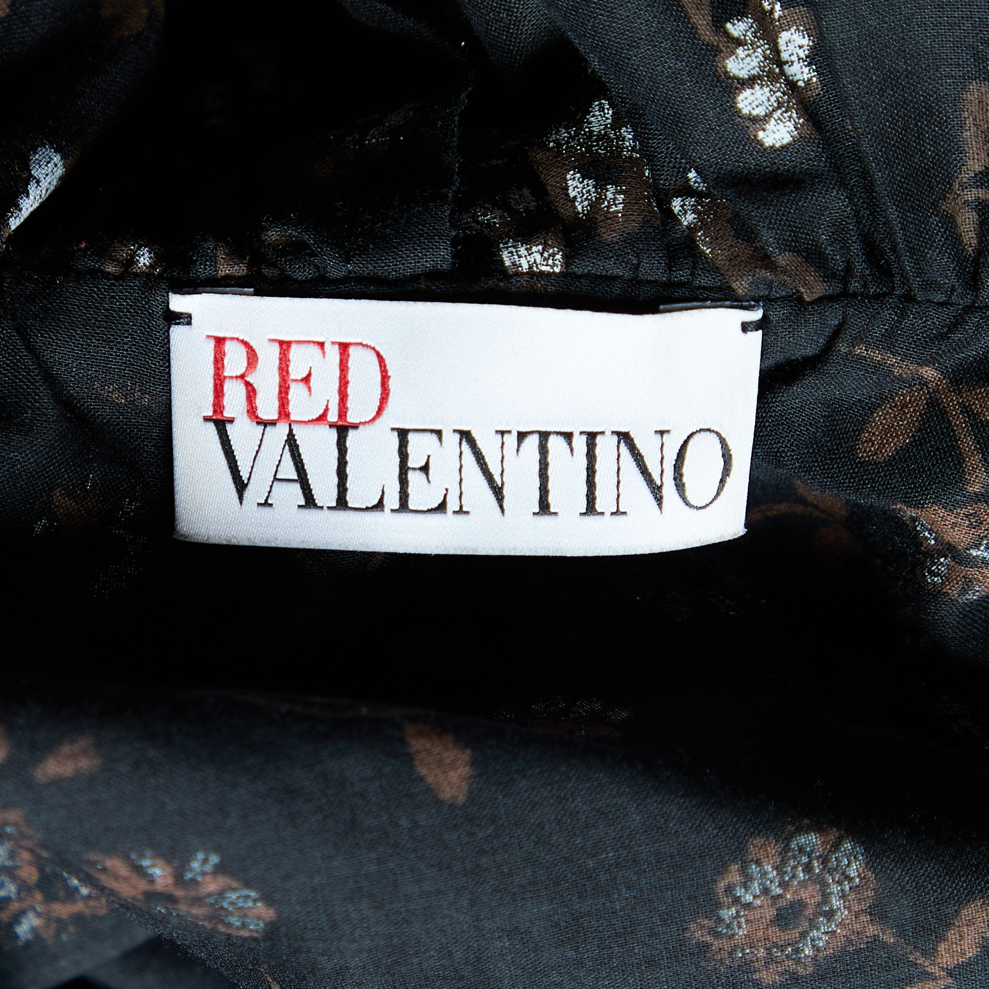 RED Valentino Black Floral Printed Cotton Sleeveless Top M