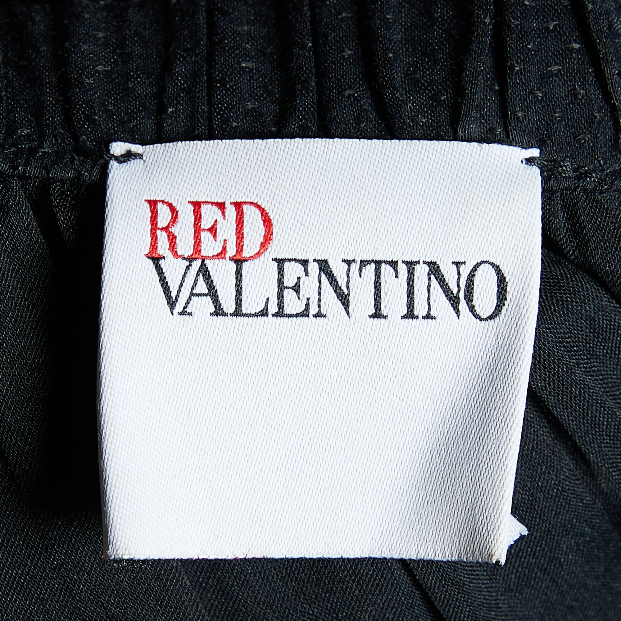 RED Valentino Black Chiffon & Lace Trim Off Shoulder Maxi Dress M