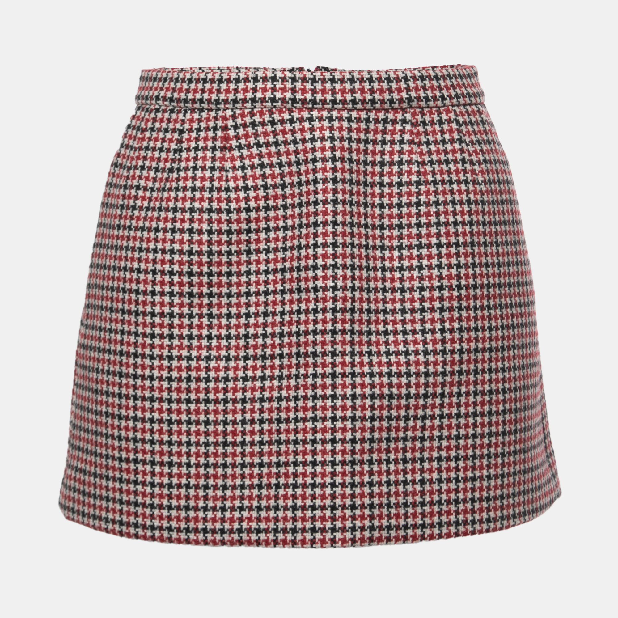 RED Valentino Black/Red Patterned Wool Mini Skirt S