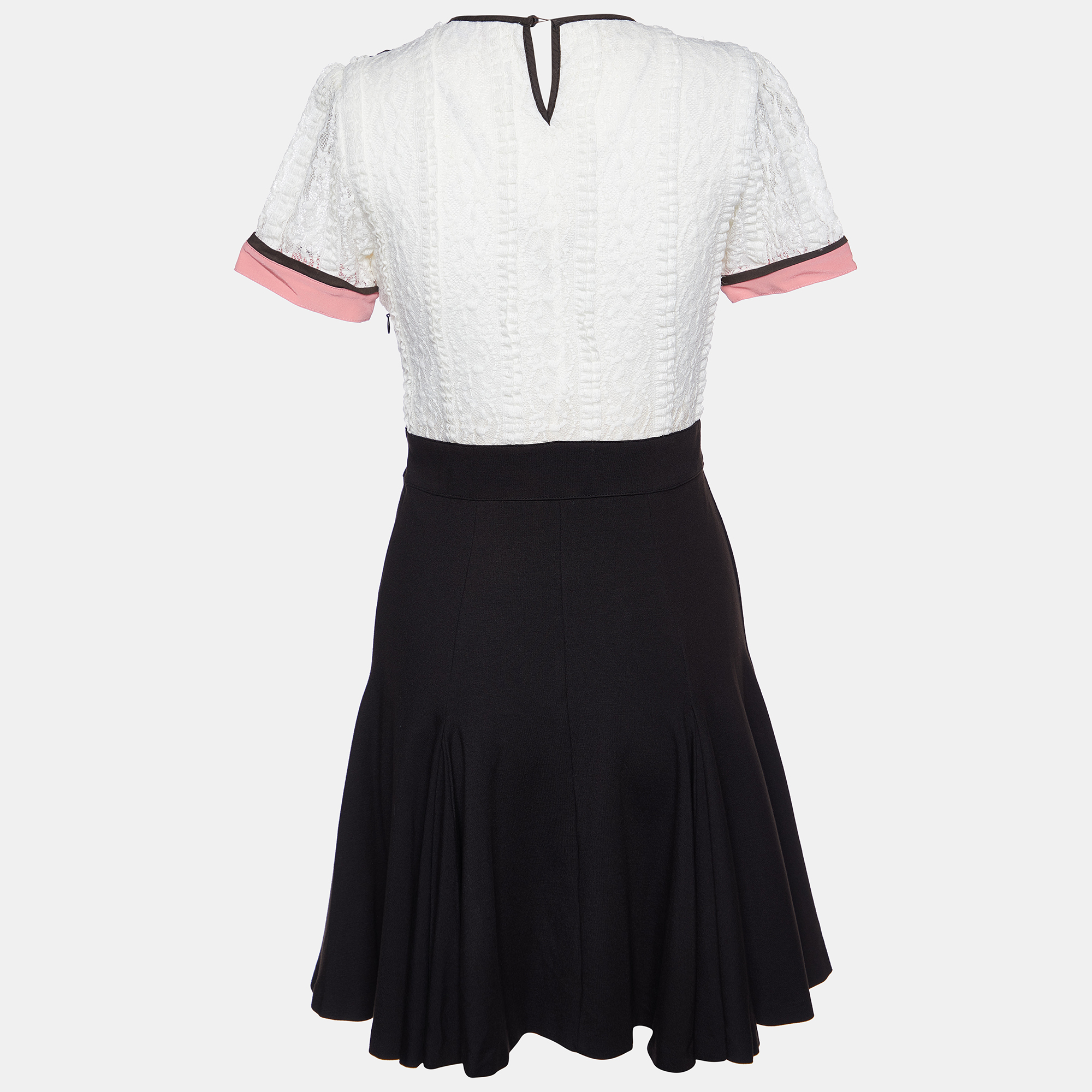 RED Valentino White Lace & Black Jersey Mini Dress S