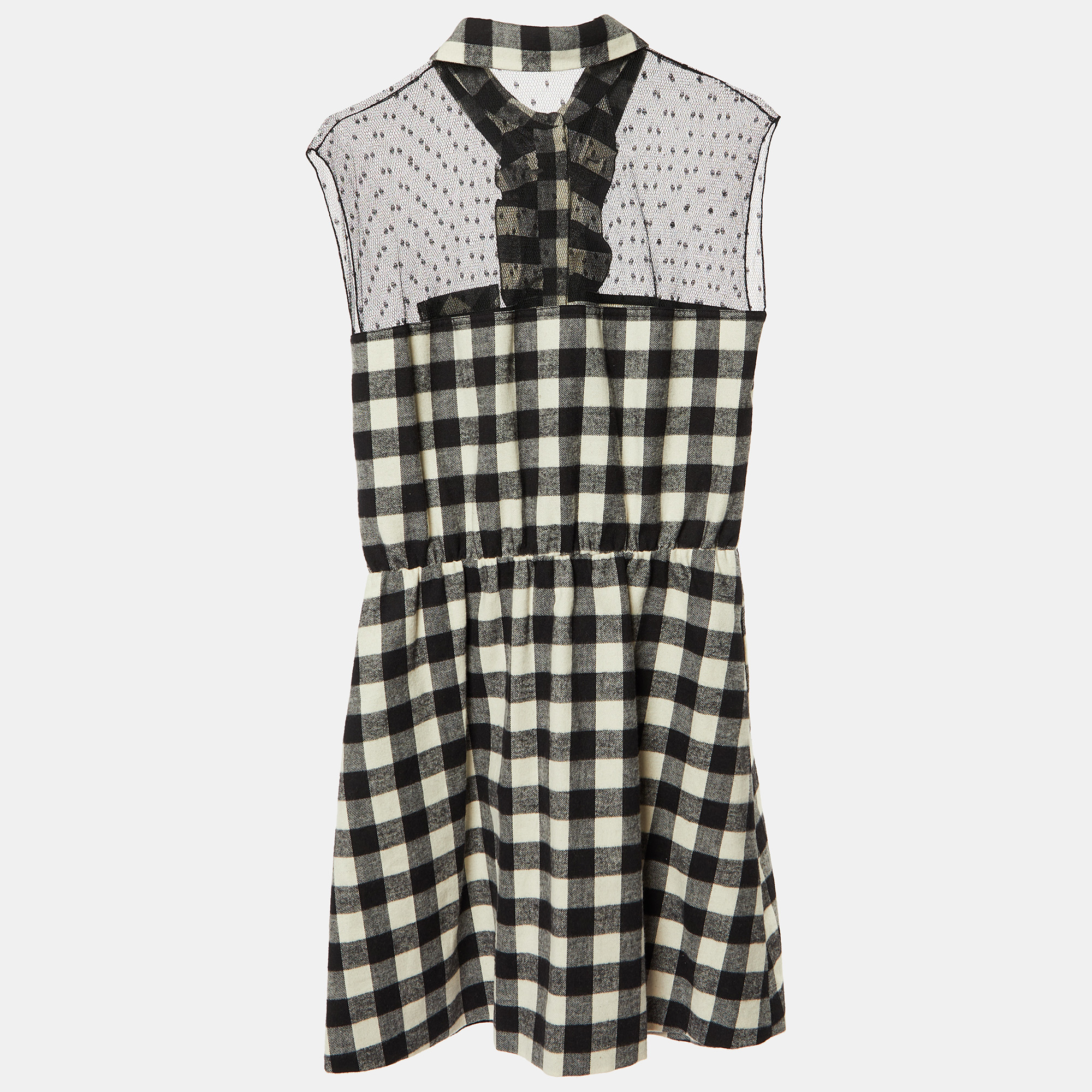 RED Valentino Black Checked Cotton Sleeveless Mini Shirt Dress M