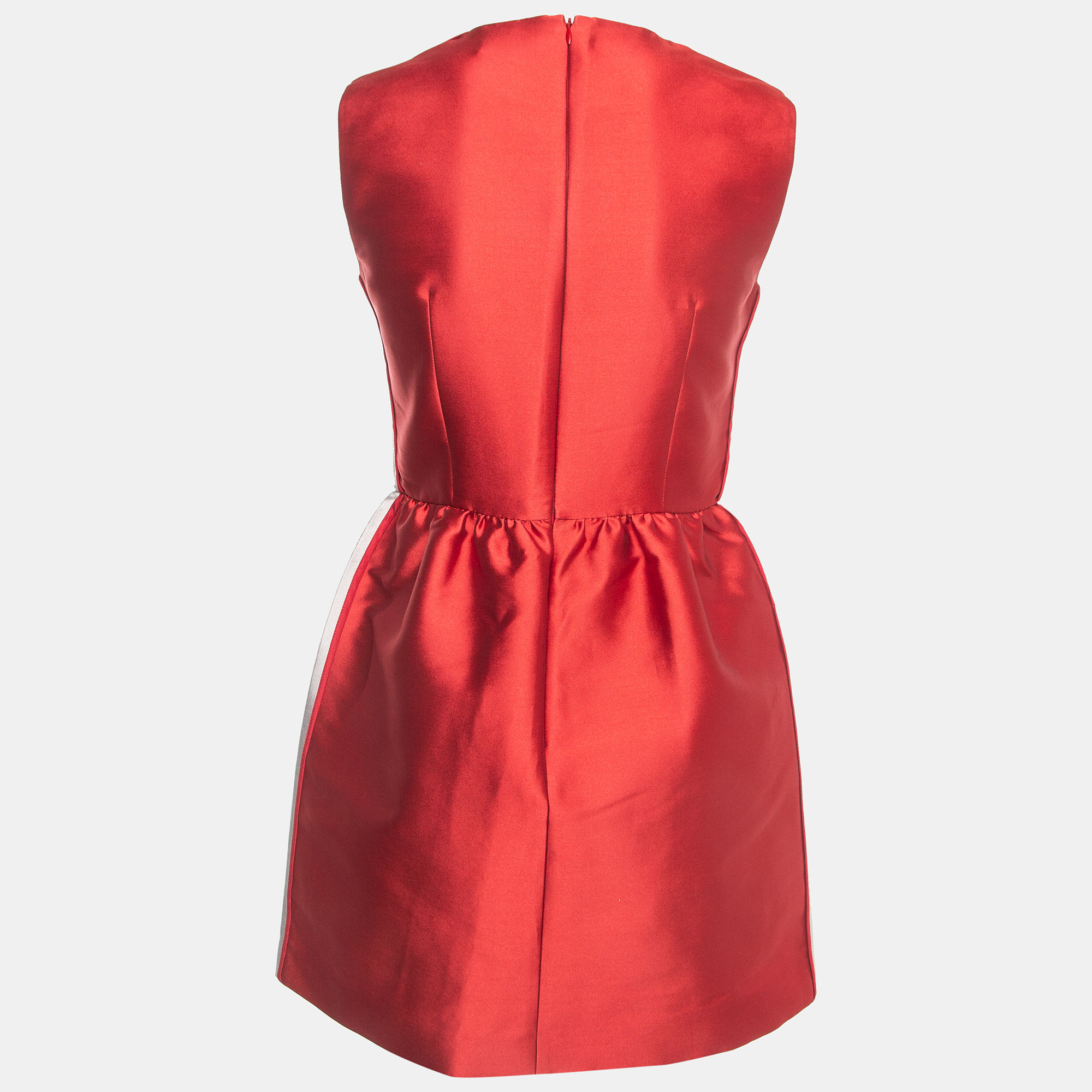 RED Valentino Red Taffeta Side Stripe Detail Mini Dress S