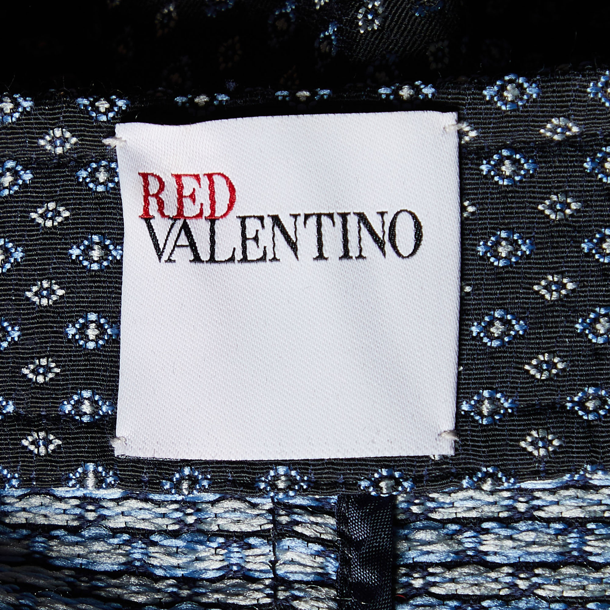 RED Valentino Black Motif Pattern Cotton Blend Ruffled Jacket S