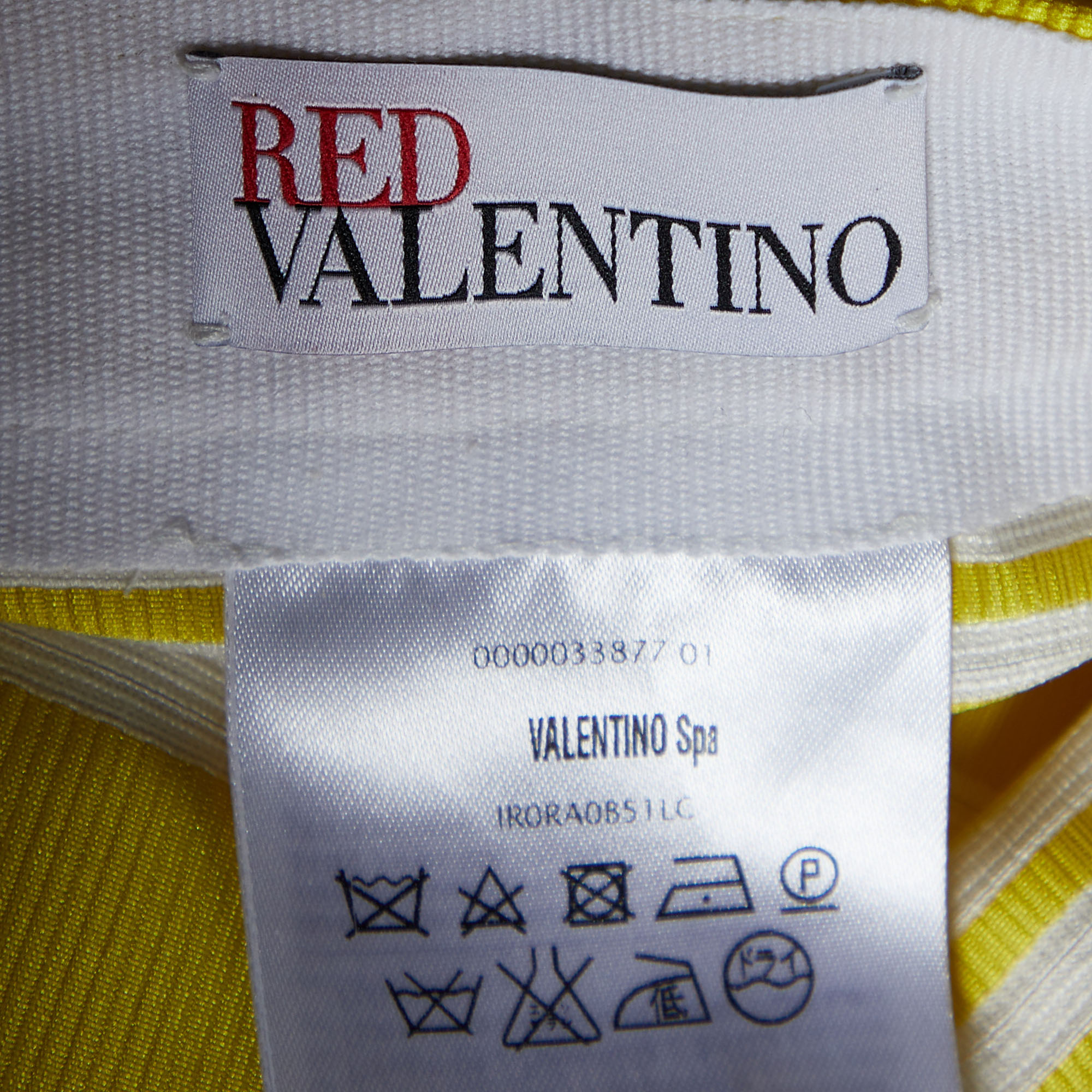 RED Valentino Yellow Striped Knee Length Skirt M