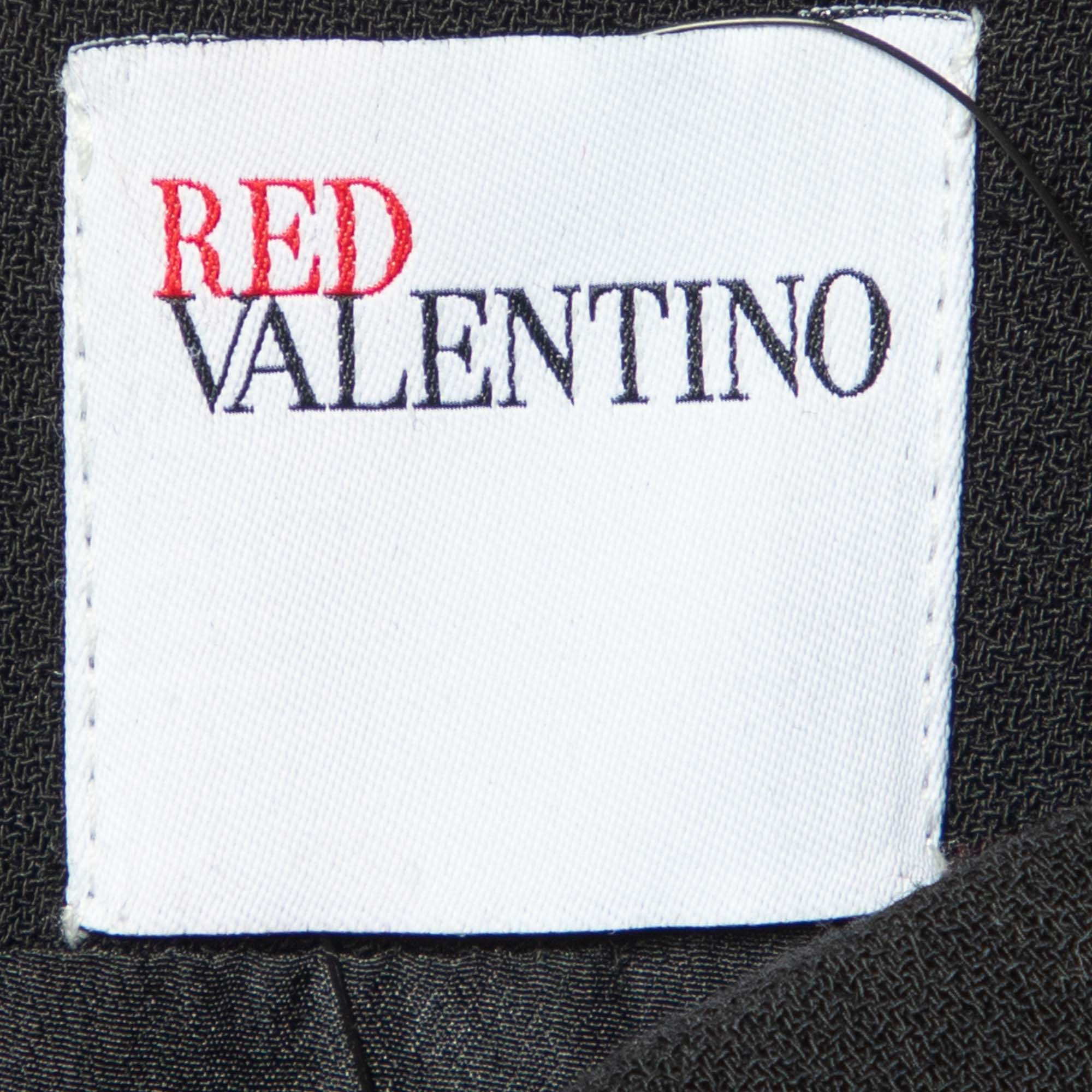 RED Valentino Black Crepe Crystal Embellished Sleeveless Dress S