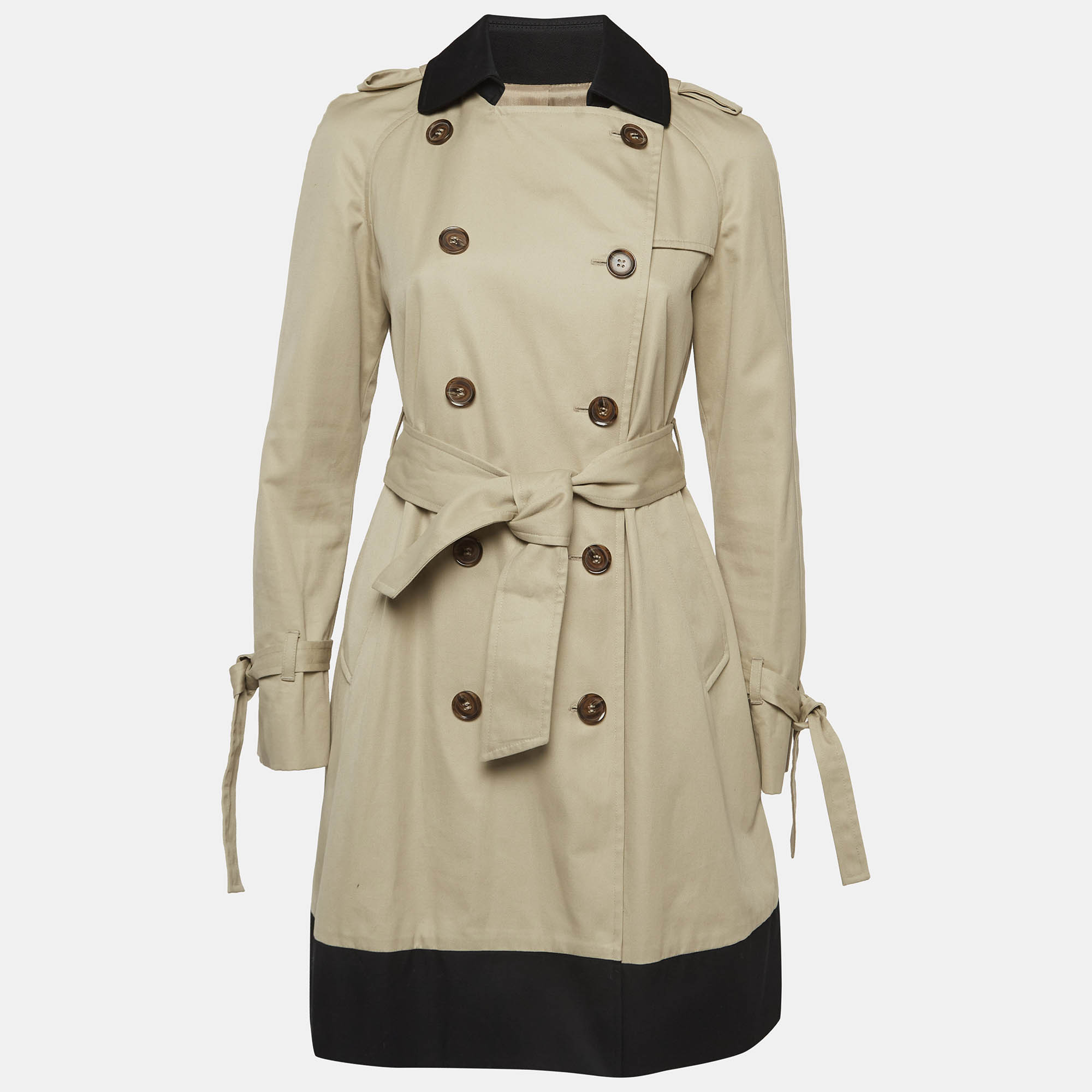 Red valentino beige gabardine double breasted coat s