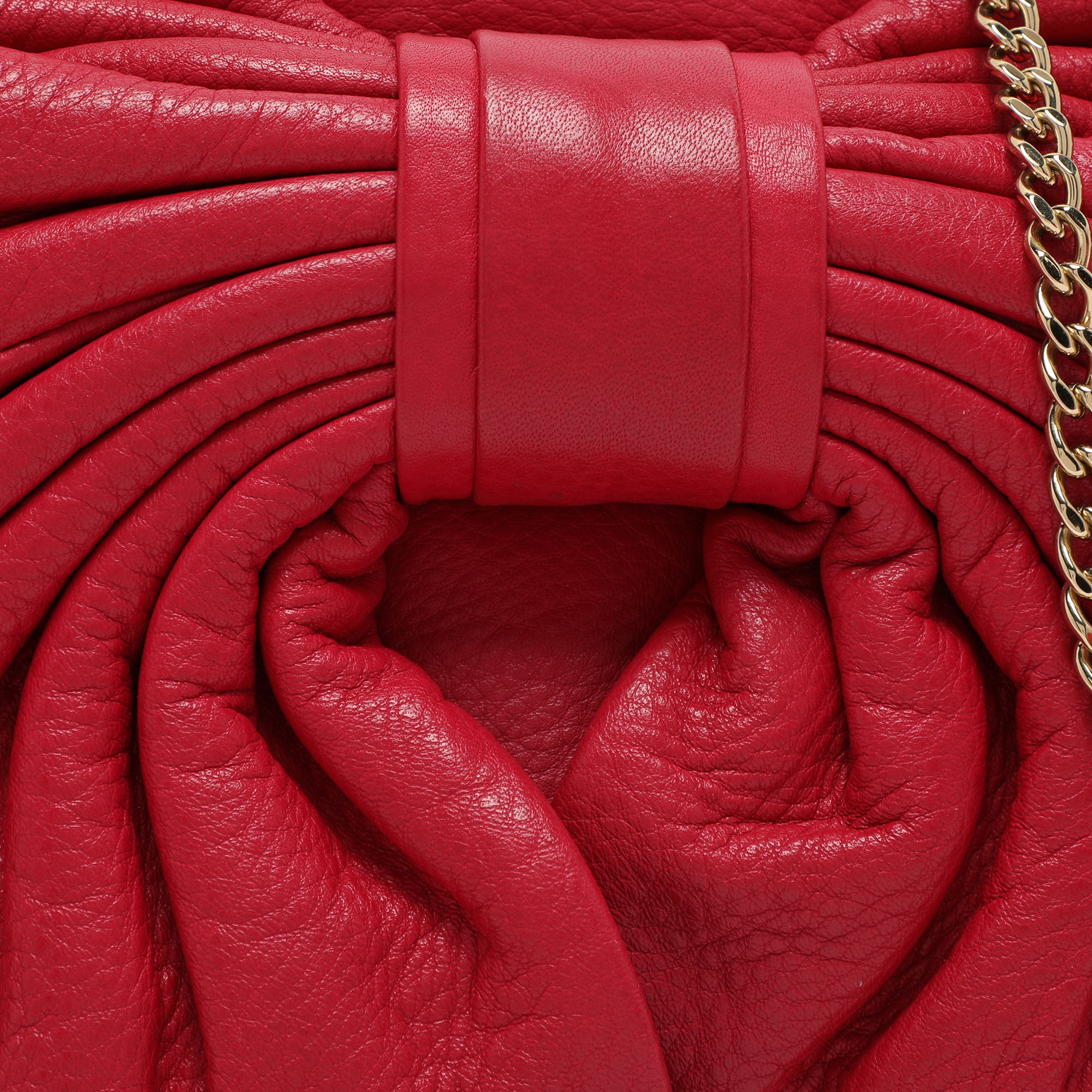 RED Valentino Red Leather Bow Flap Shoulder Bag